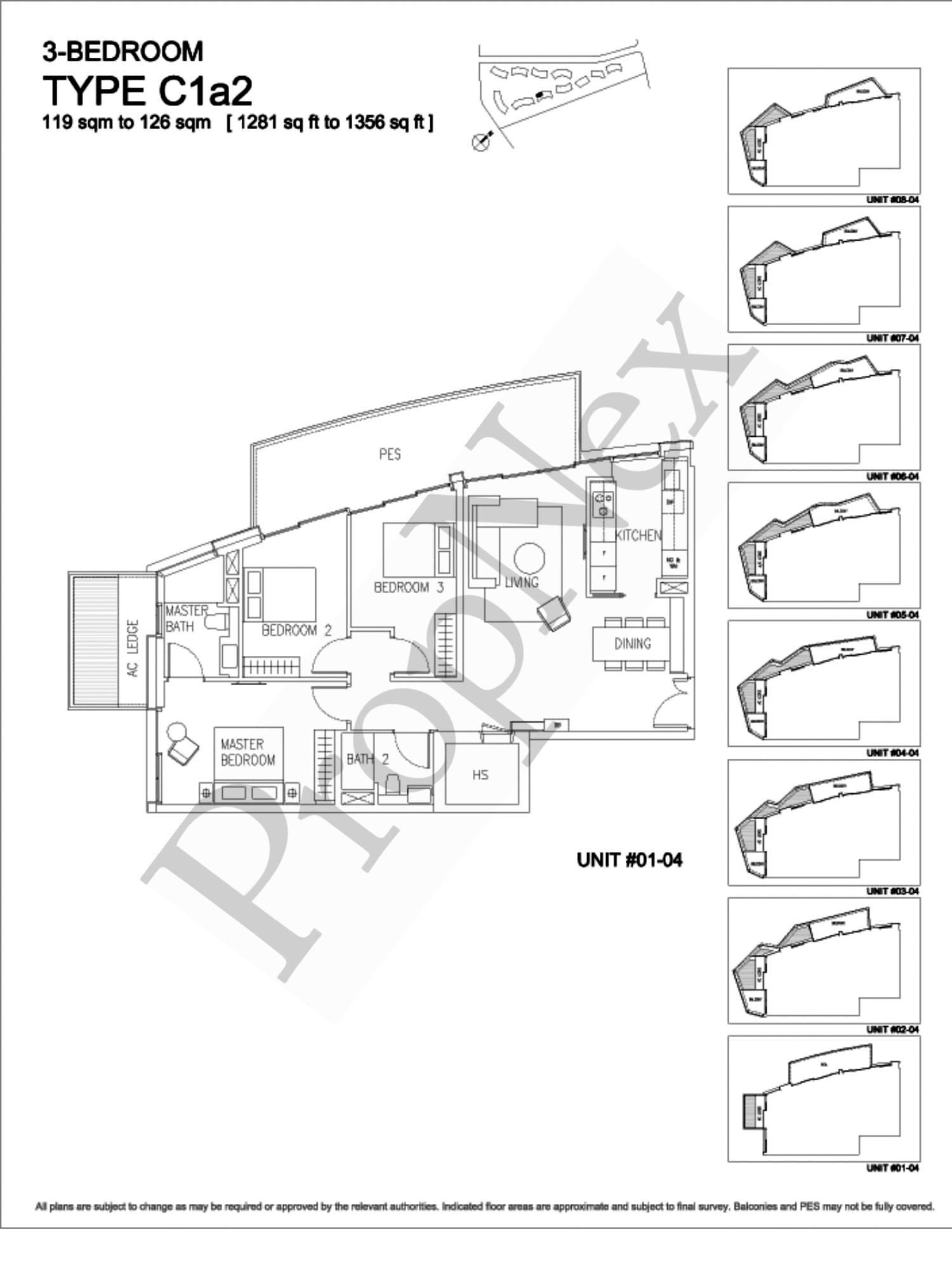 Corals at Keppel Bay – 3-BEDROOM C1a2 - 1281sqft
