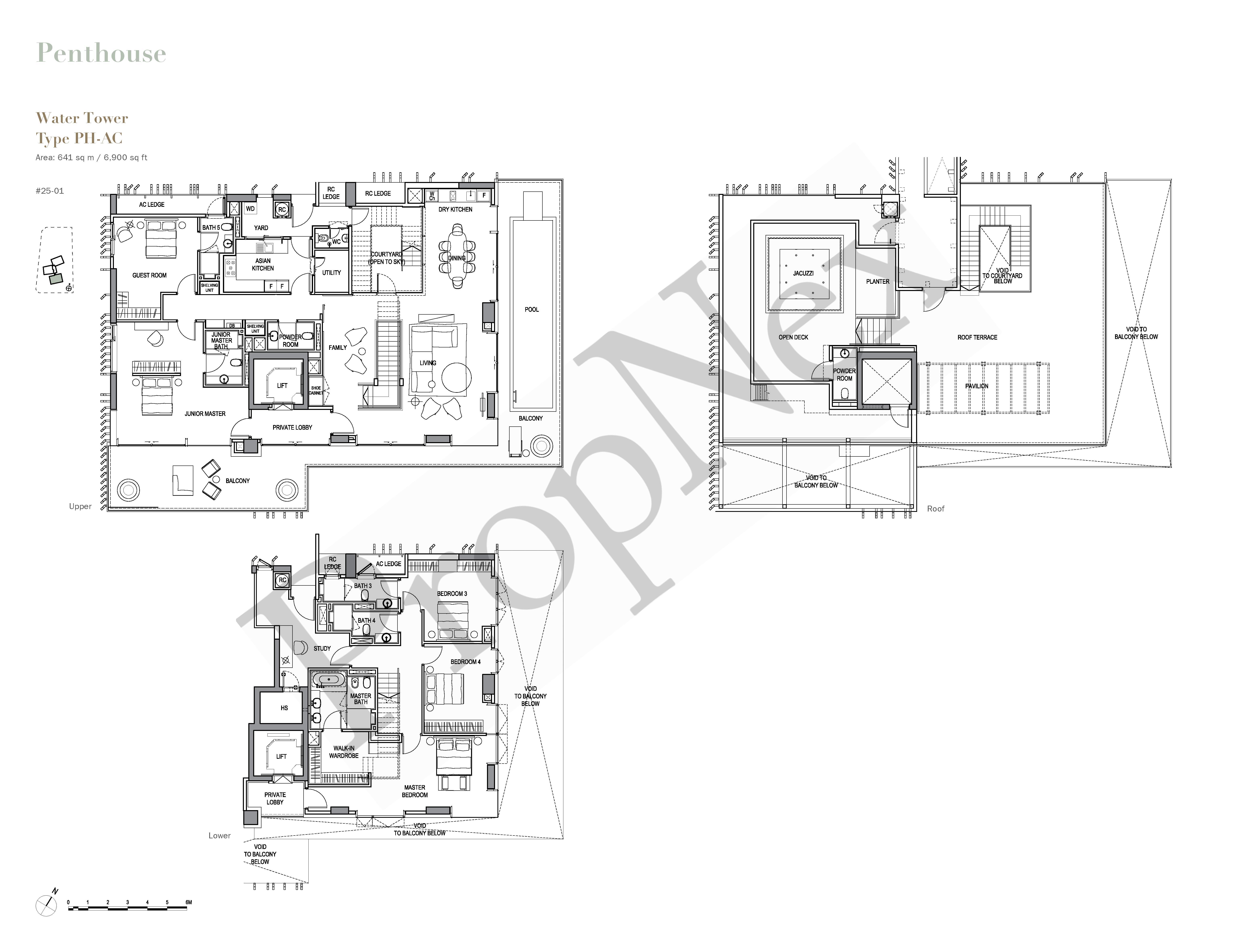 5-BEDROOM + Penthouse,With Guest Room,With Study PH-AC floor plan