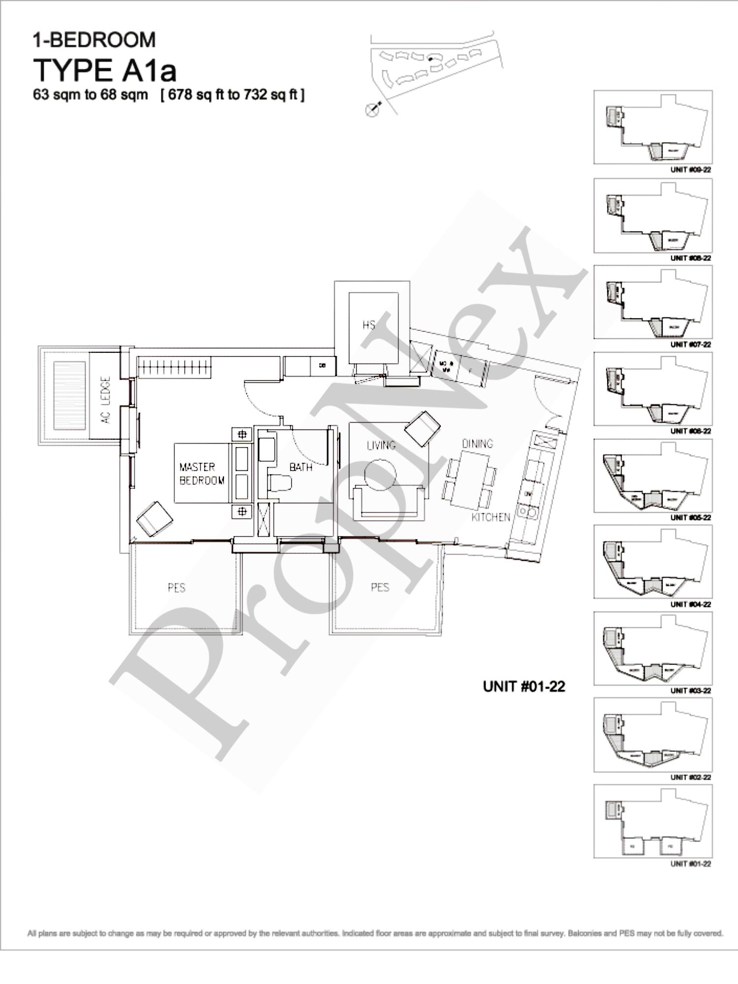 Corals at Keppel Bay – 1-BEDROOM A1a - 676sqft