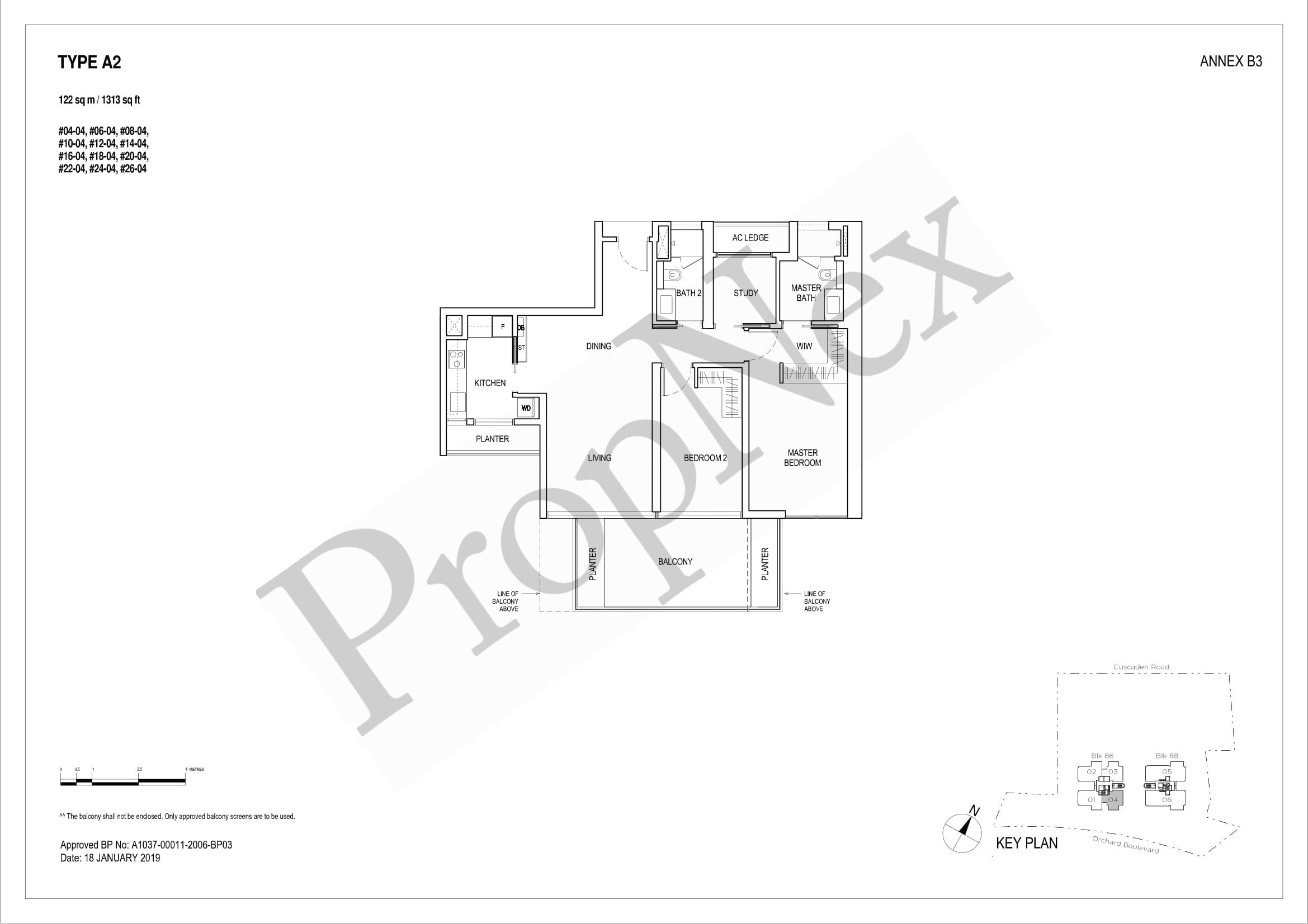 2 Bedroom + Study A2 floor plan