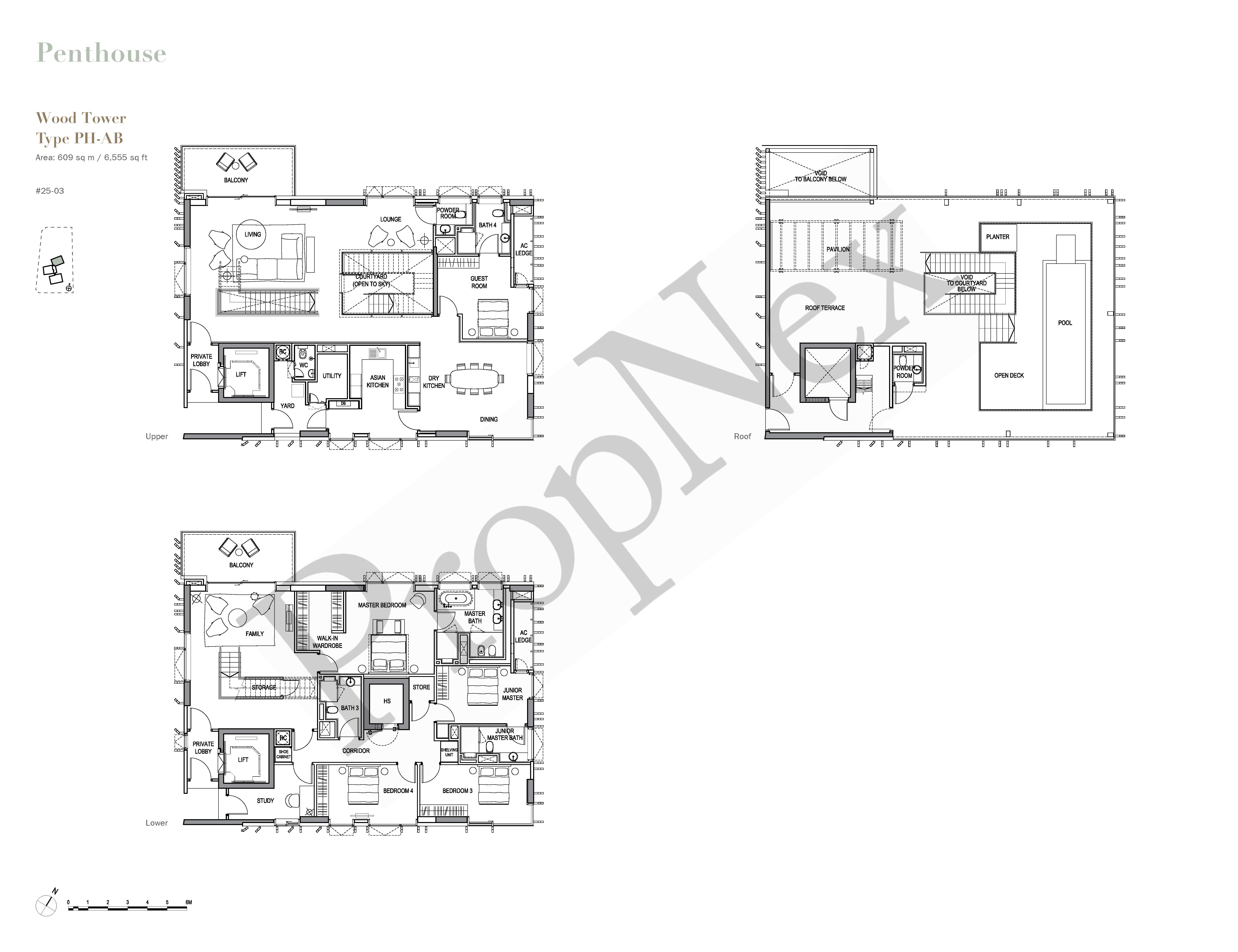 5-BEDROOM + Penthouse,With Guest Room,With Study PH-AB floor plan