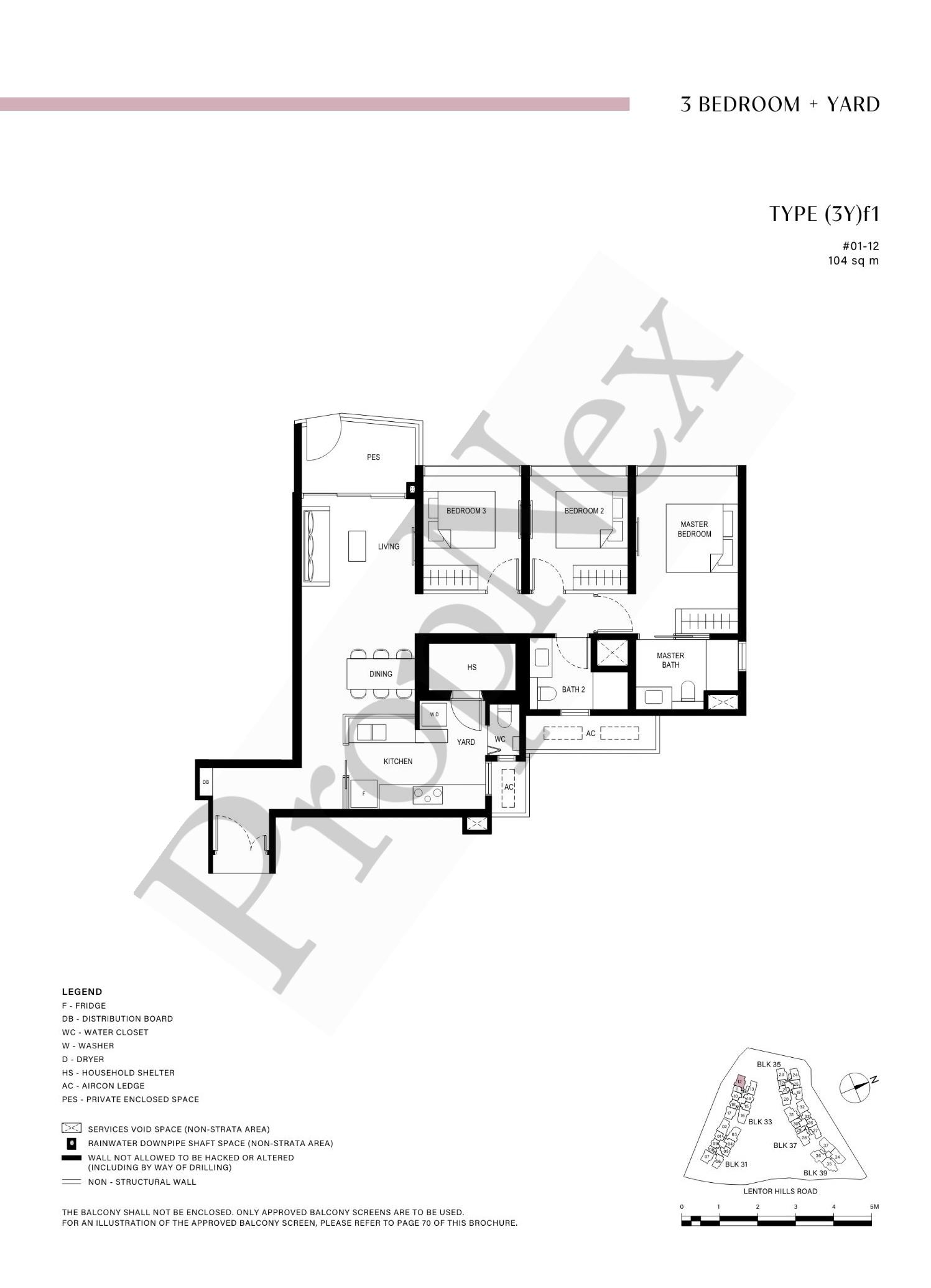3 Bedroom + Yard (3Y)f1 floor plan