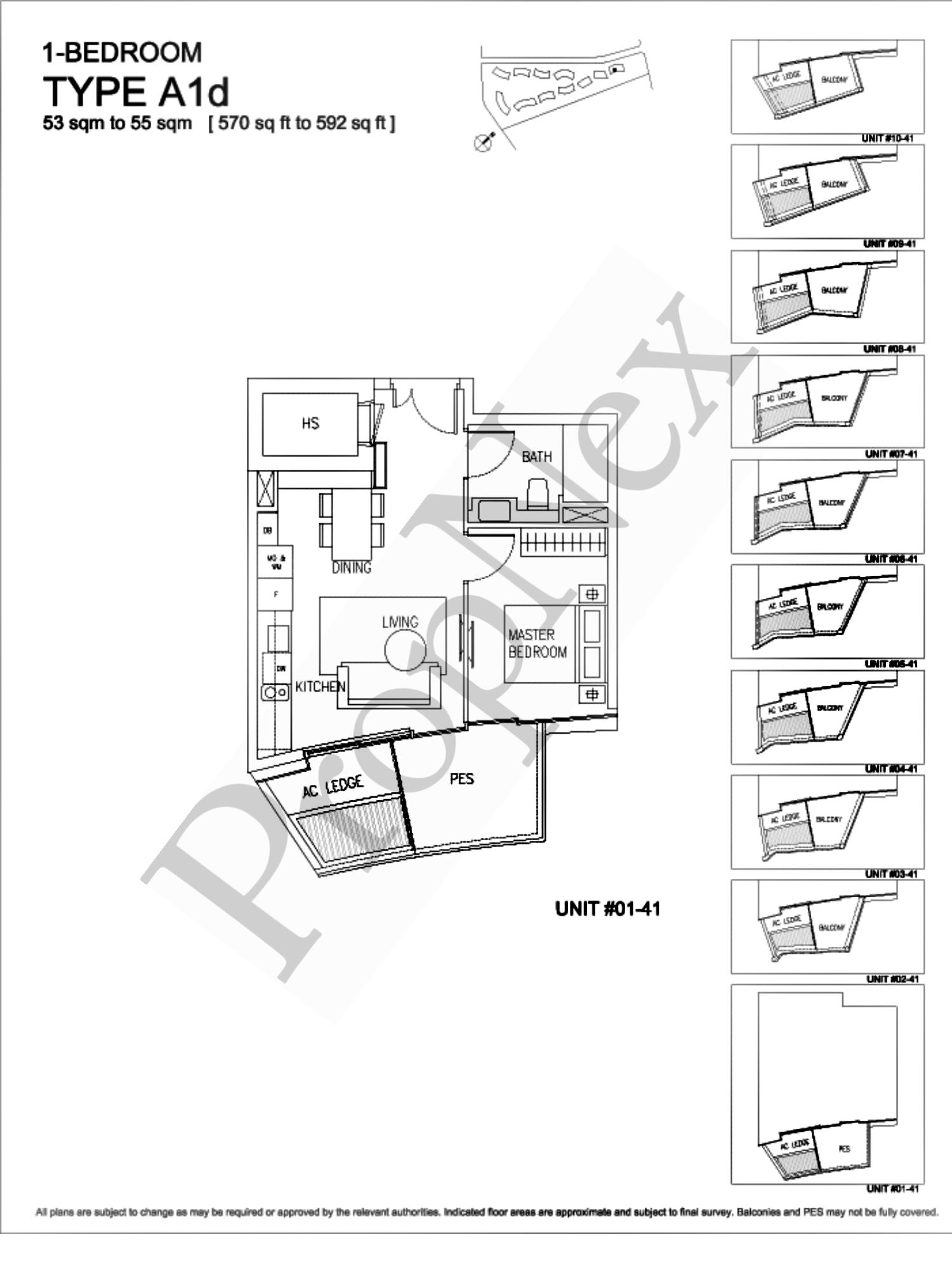 Corals at Keppel Bay – 1-BEDROOM A1d - 592sqft