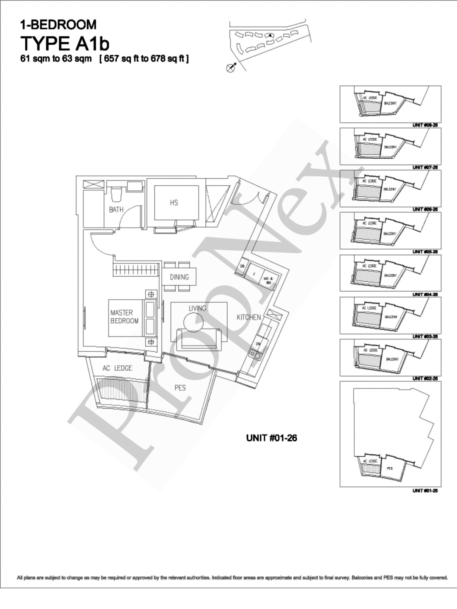 Corals at Keppel Bay – 1-BEDROOM A1b - 657sqft