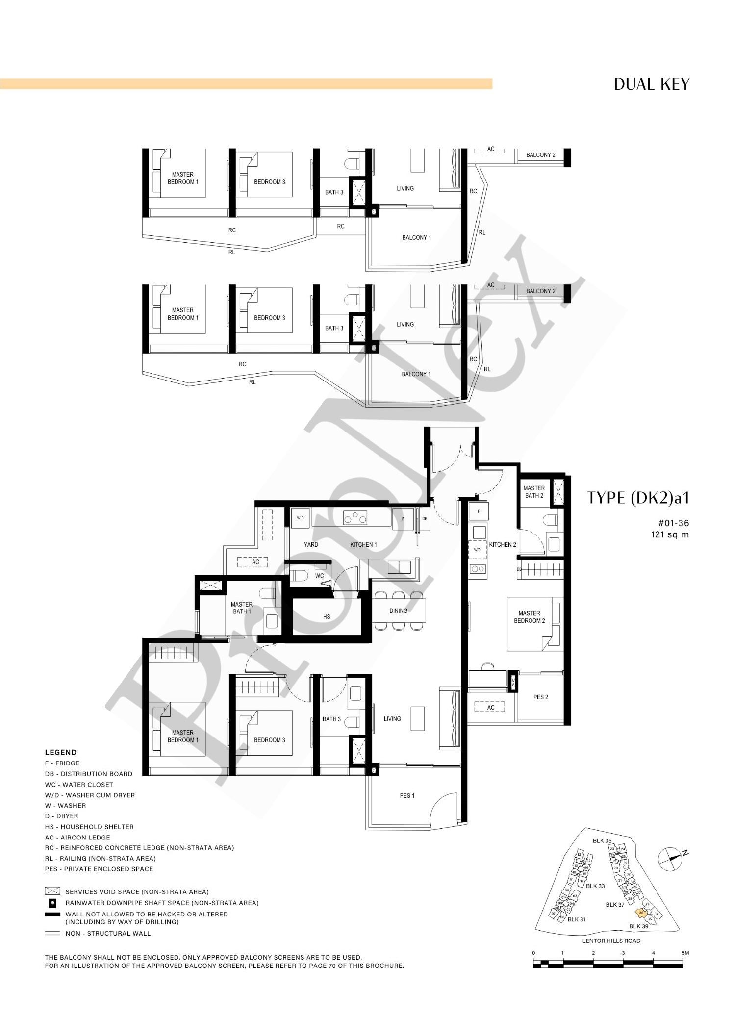 3 Bedroom Dual-Key (DK2)a1 floor plan