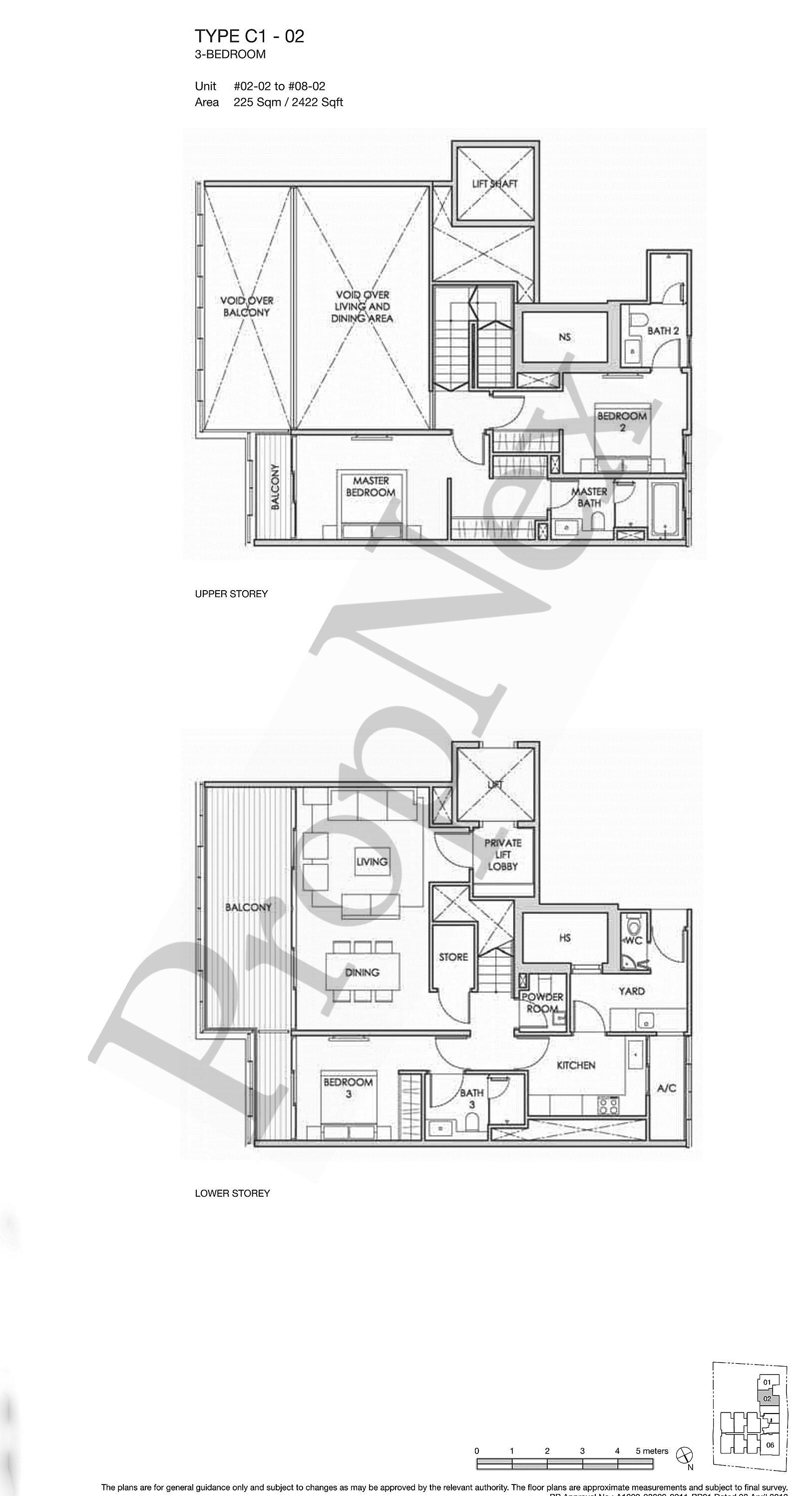 3 Bedrooms (Loft) C1-02 floor plan