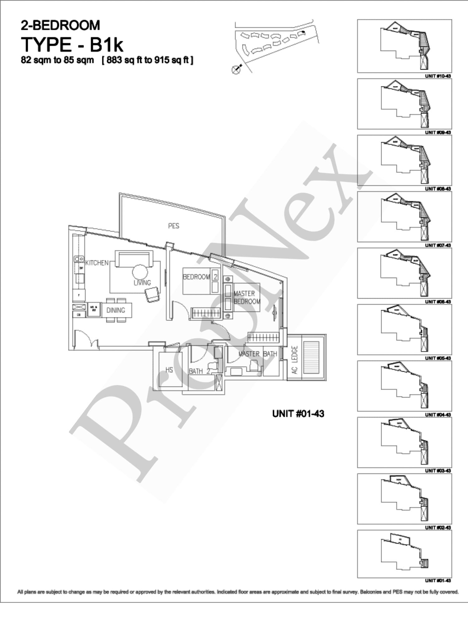 Corals at Keppel Bay – 2-BEDROOM B1k - 883sqft