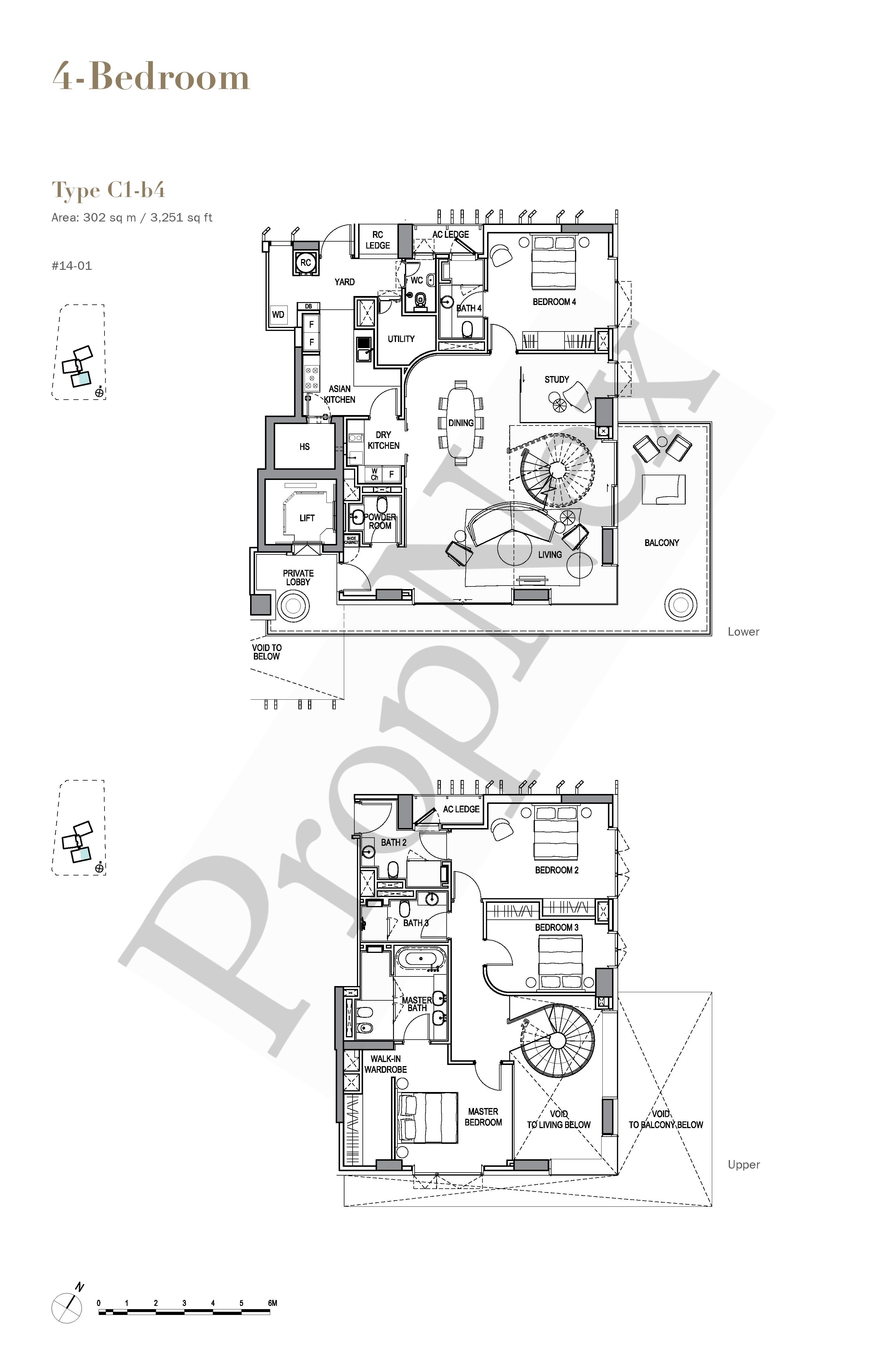 4-BEDROOM + With Study C1-b4 floor plan