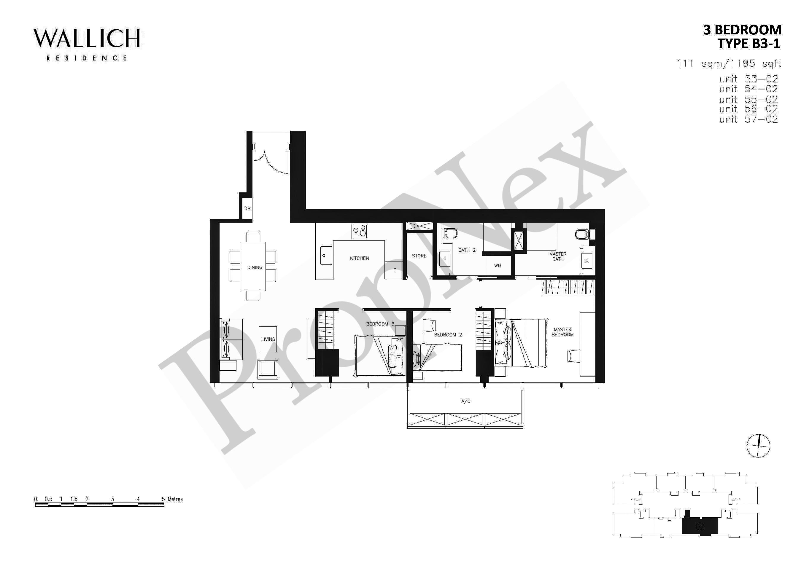 Wallich Residence – 3 BEDROOM B3-1