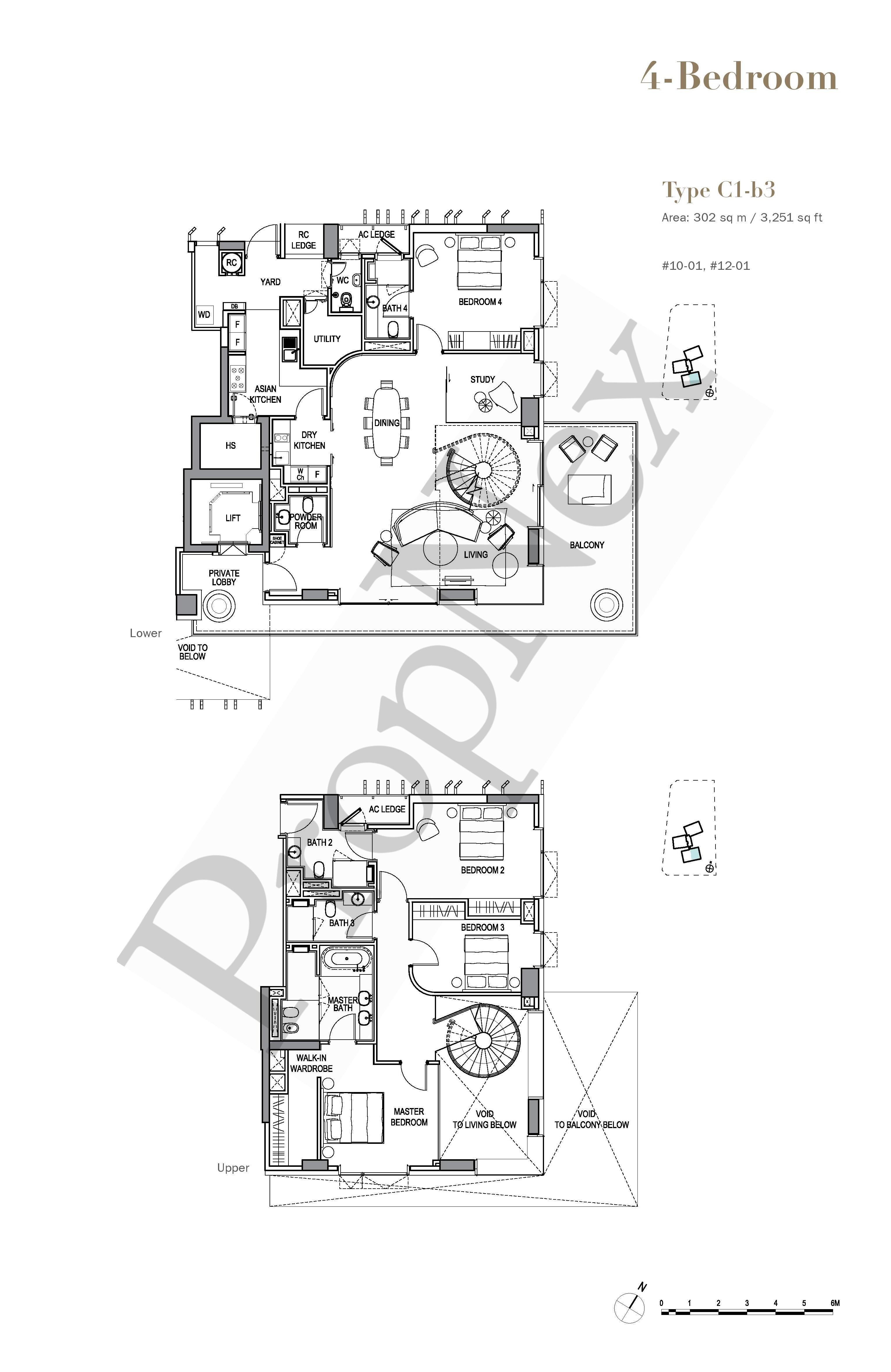 4-BEDROOM + With Study C1-b3 floor plan