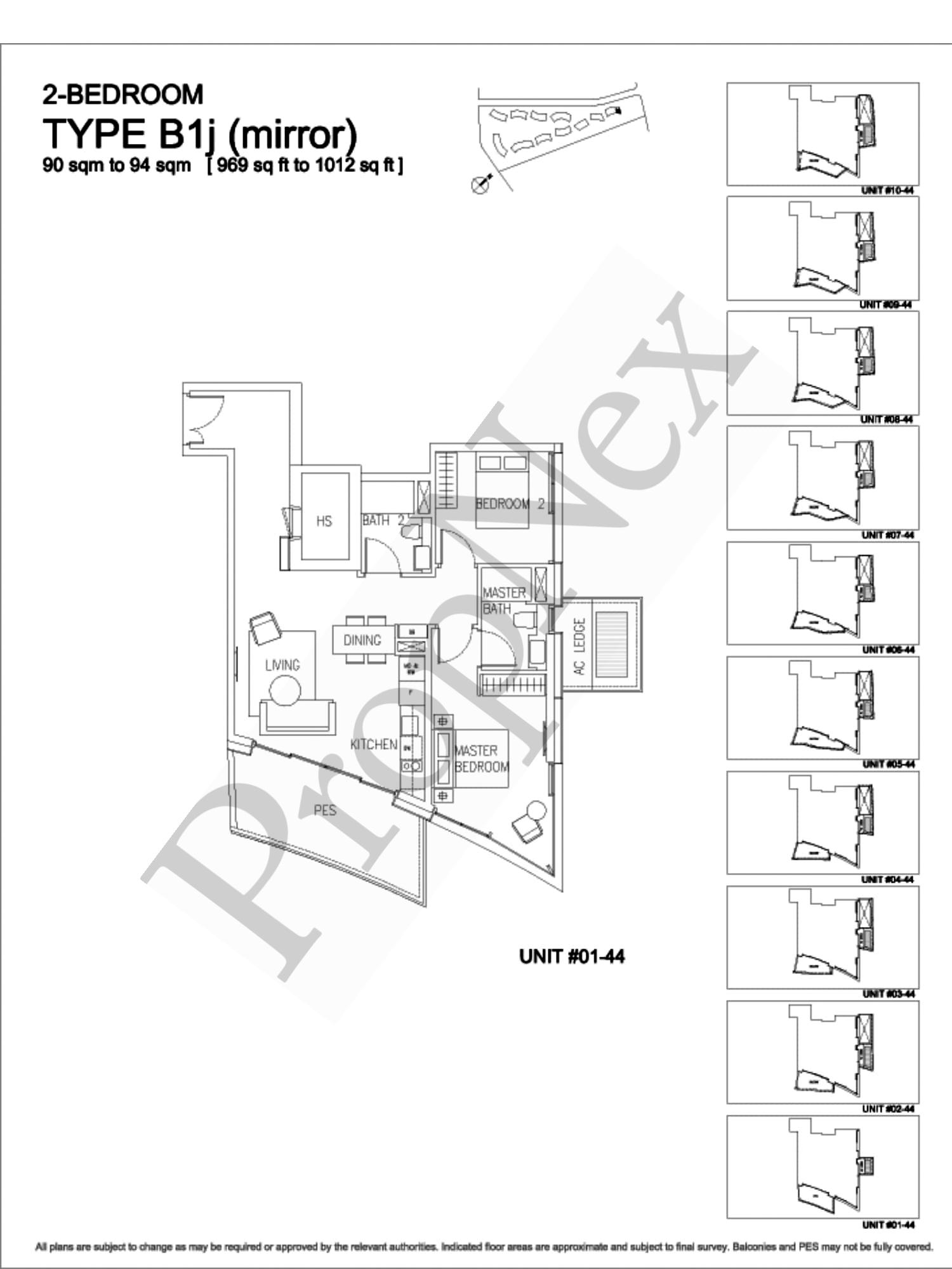 Corals at Keppel Bay – 2-BEDROOM B1j MIRROR - 1012sqft