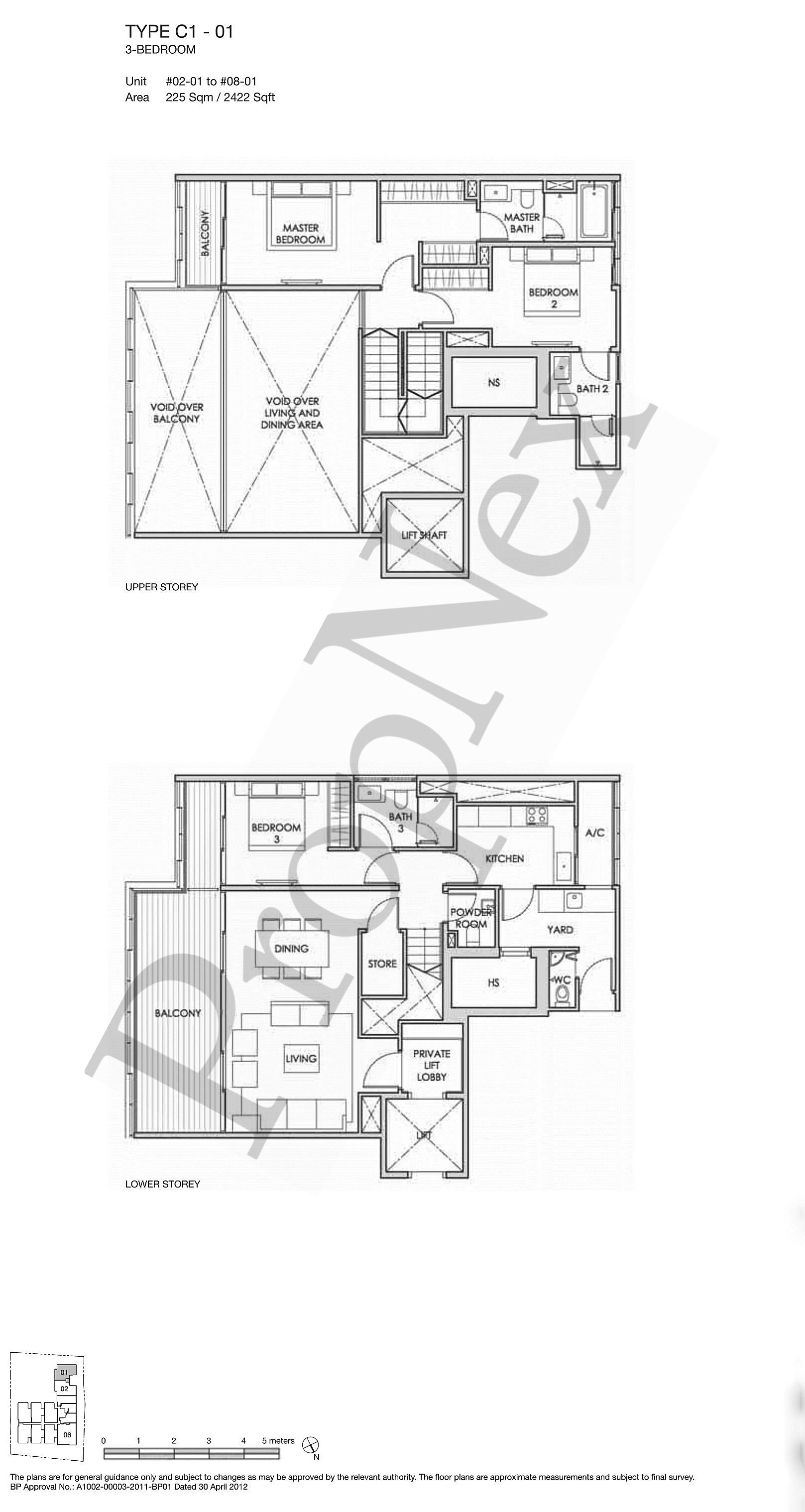 3 Bedrooms (Loft) C1-01 floor plan