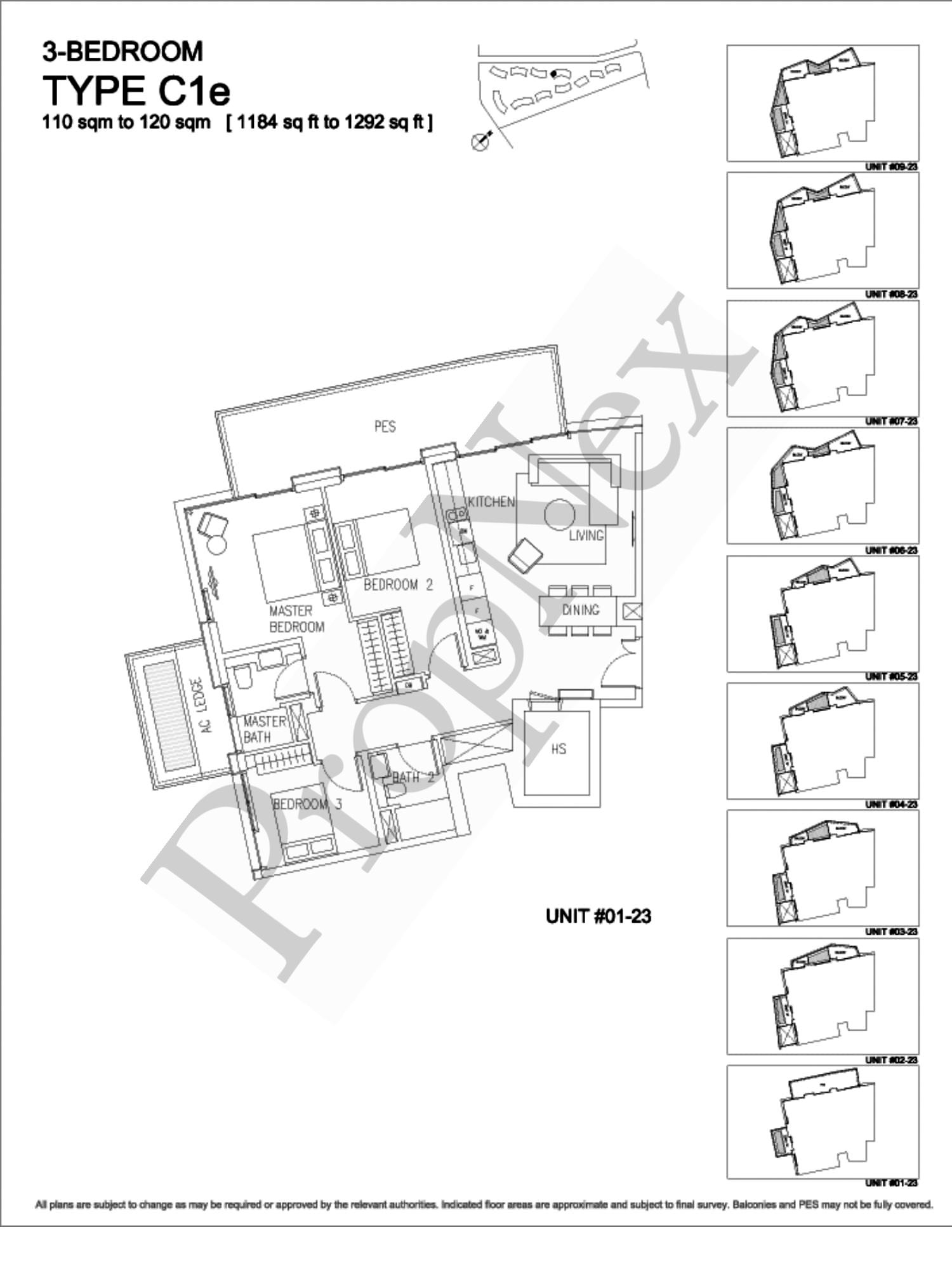 Corals at Keppel Bay – 3-BEDROOM C1e - 1184sqft