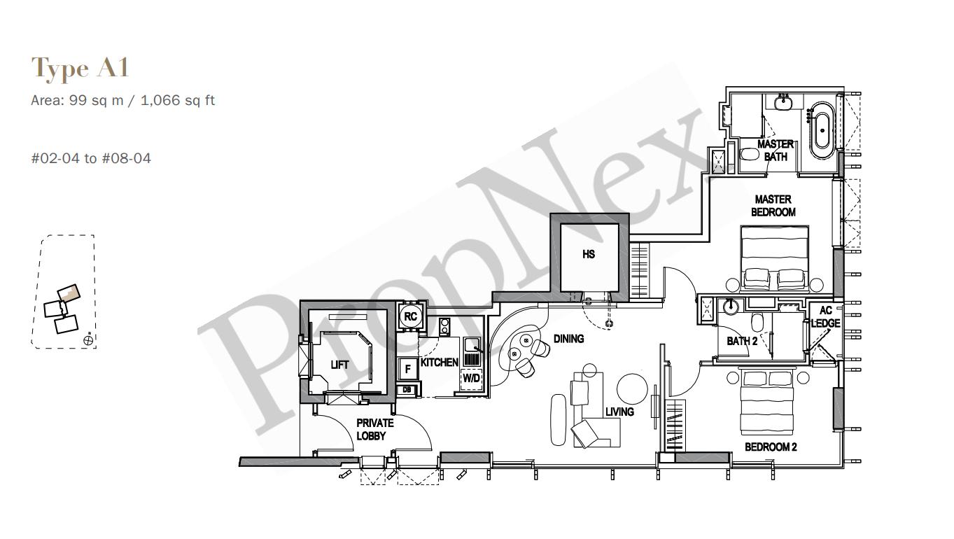 2-BEDROOM A1 floor plan