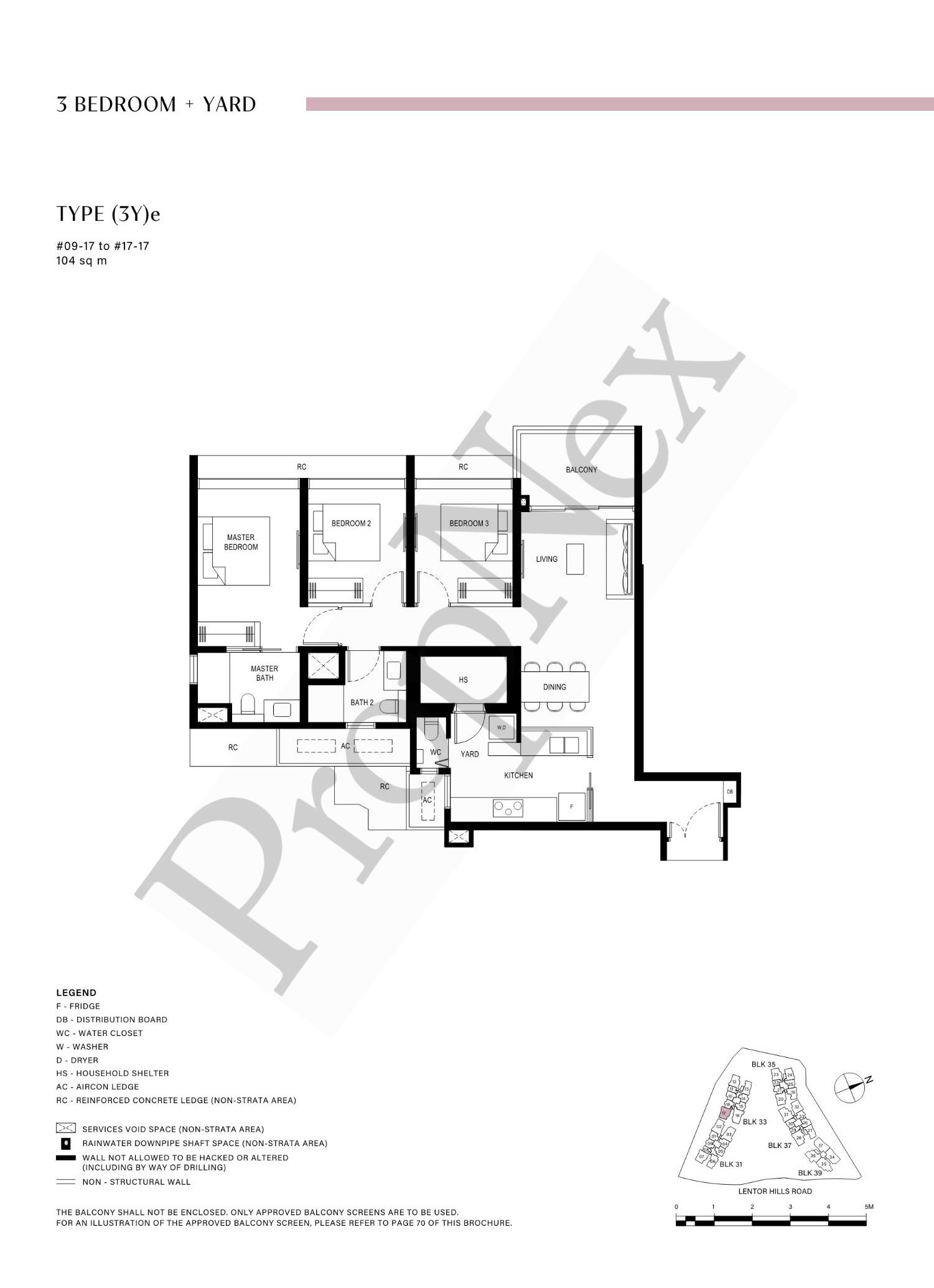 3 Bedroom + Yard (3Y)e floor plan
