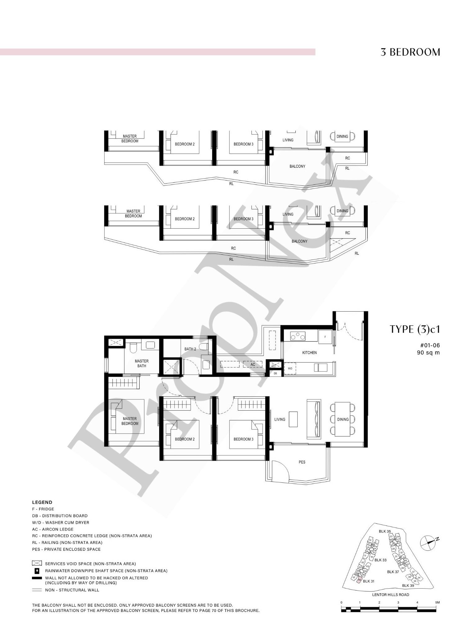 3 Bedroom (3)c1 floor plan