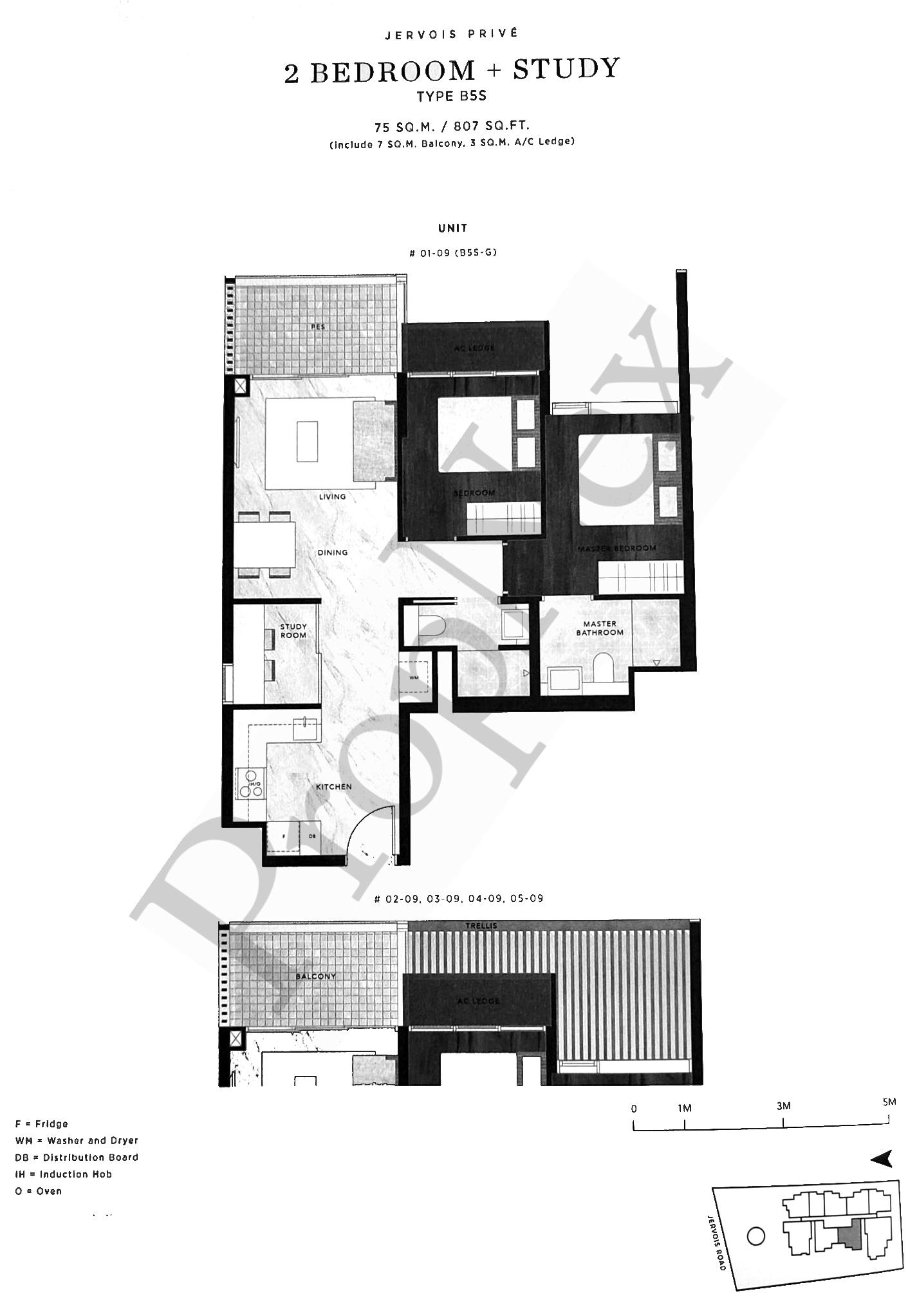 Jervois Privé – 2BR+STUDY B5S