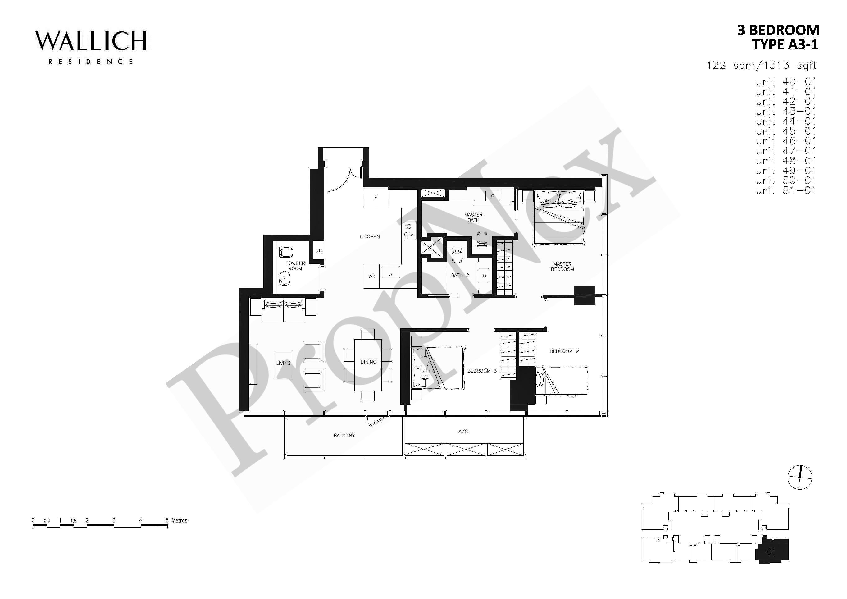 Wallich Residence – 3 BEDROOM A3-1