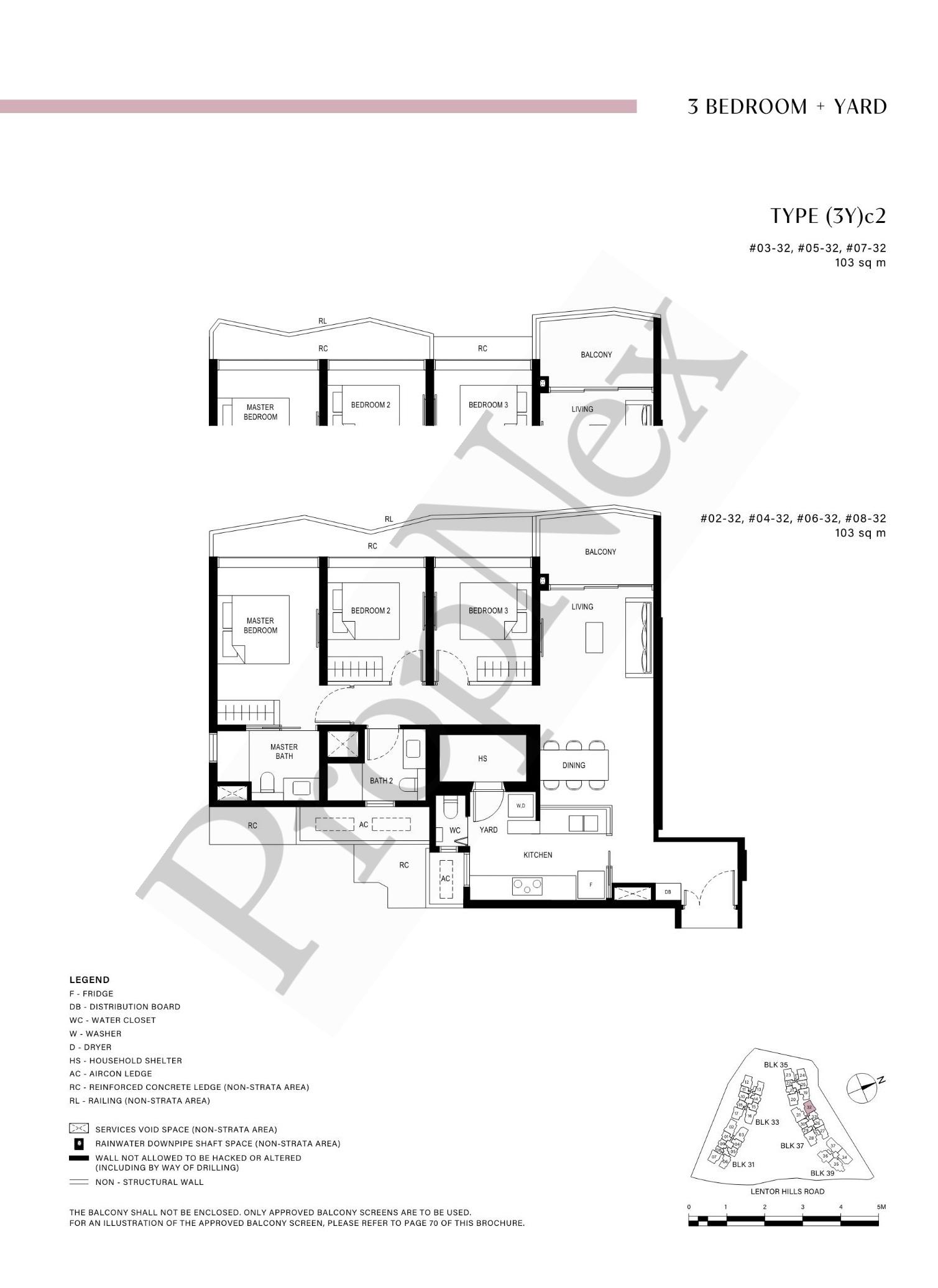 3 Bedroom + Yard (3Y)c2 floor plan