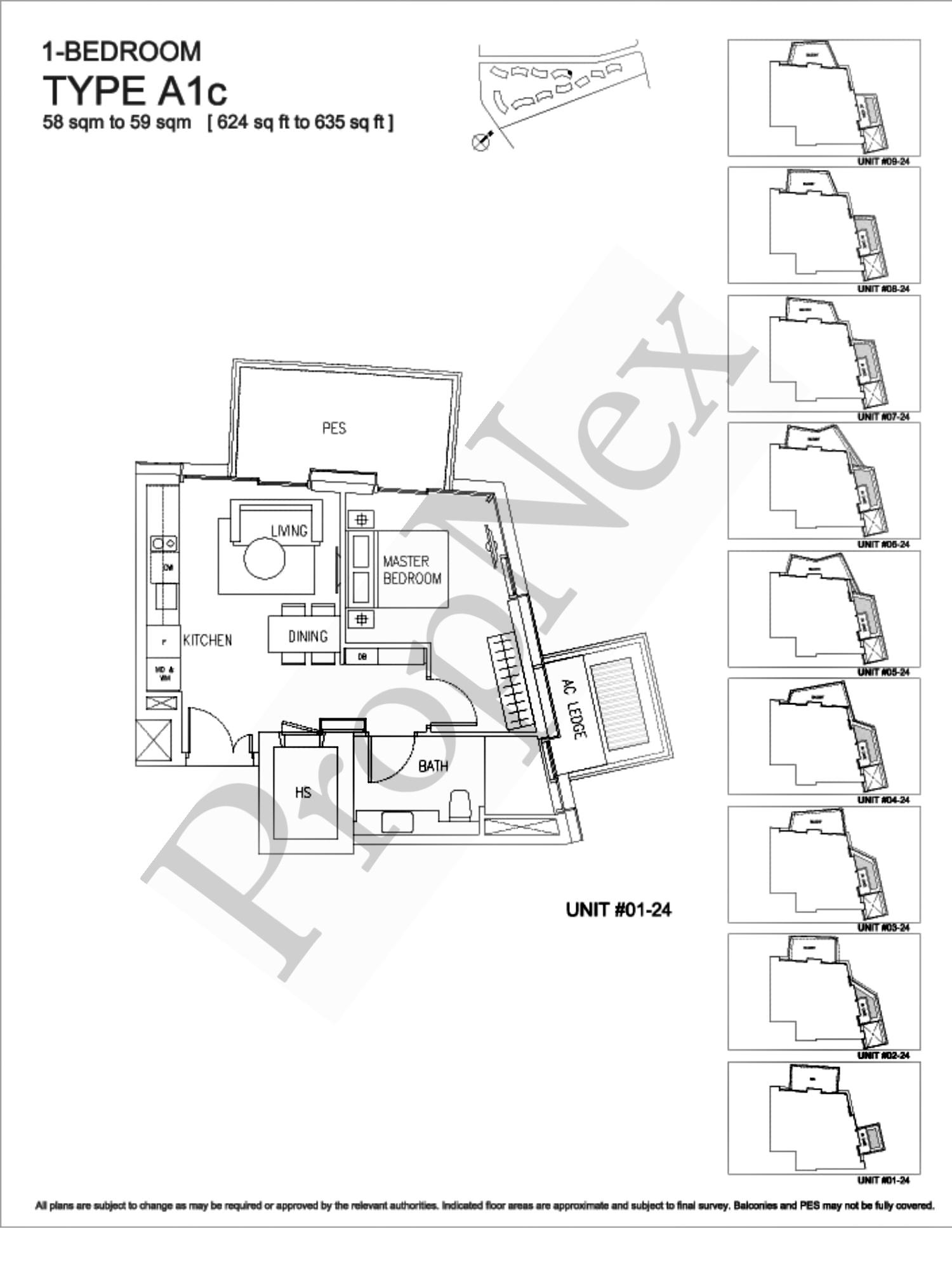 Corals at Keppel Bay – 1-BEDROOM A1c - 624sqft