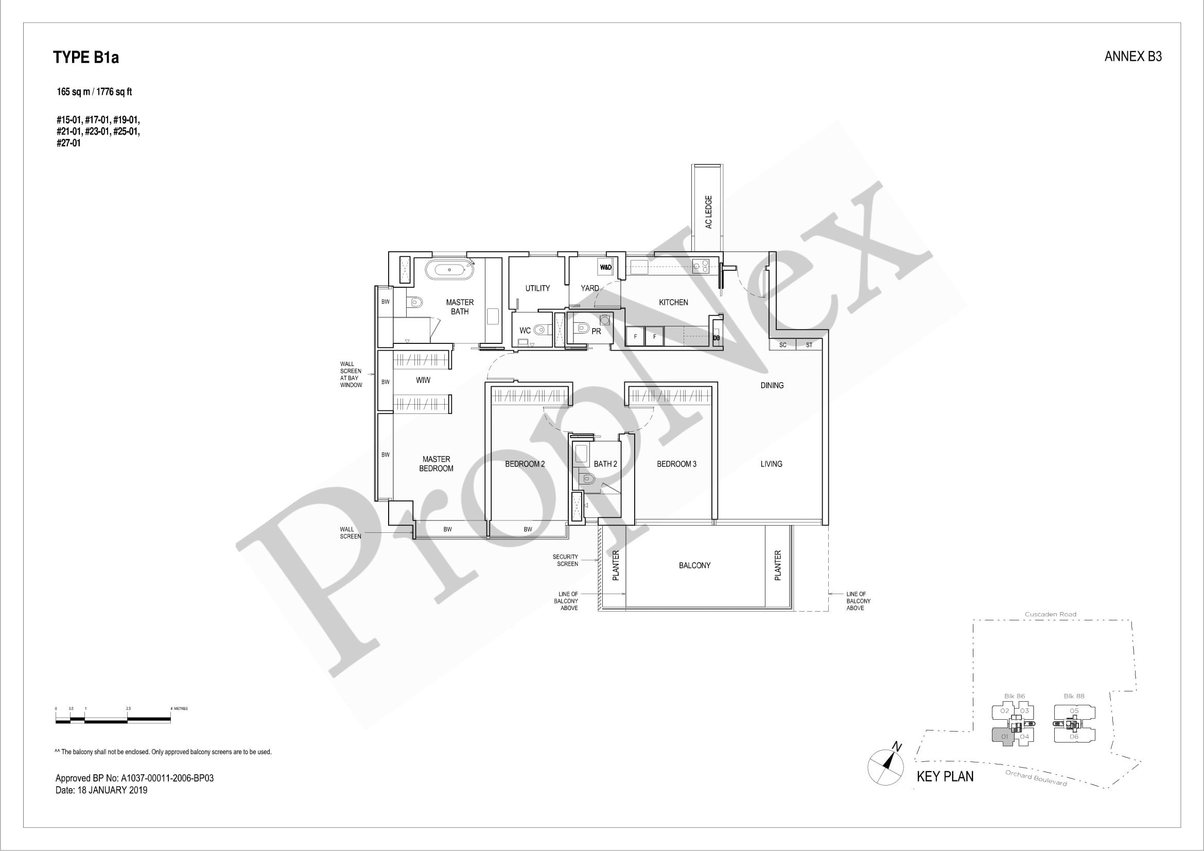 3 Bedroom B1a floor plan