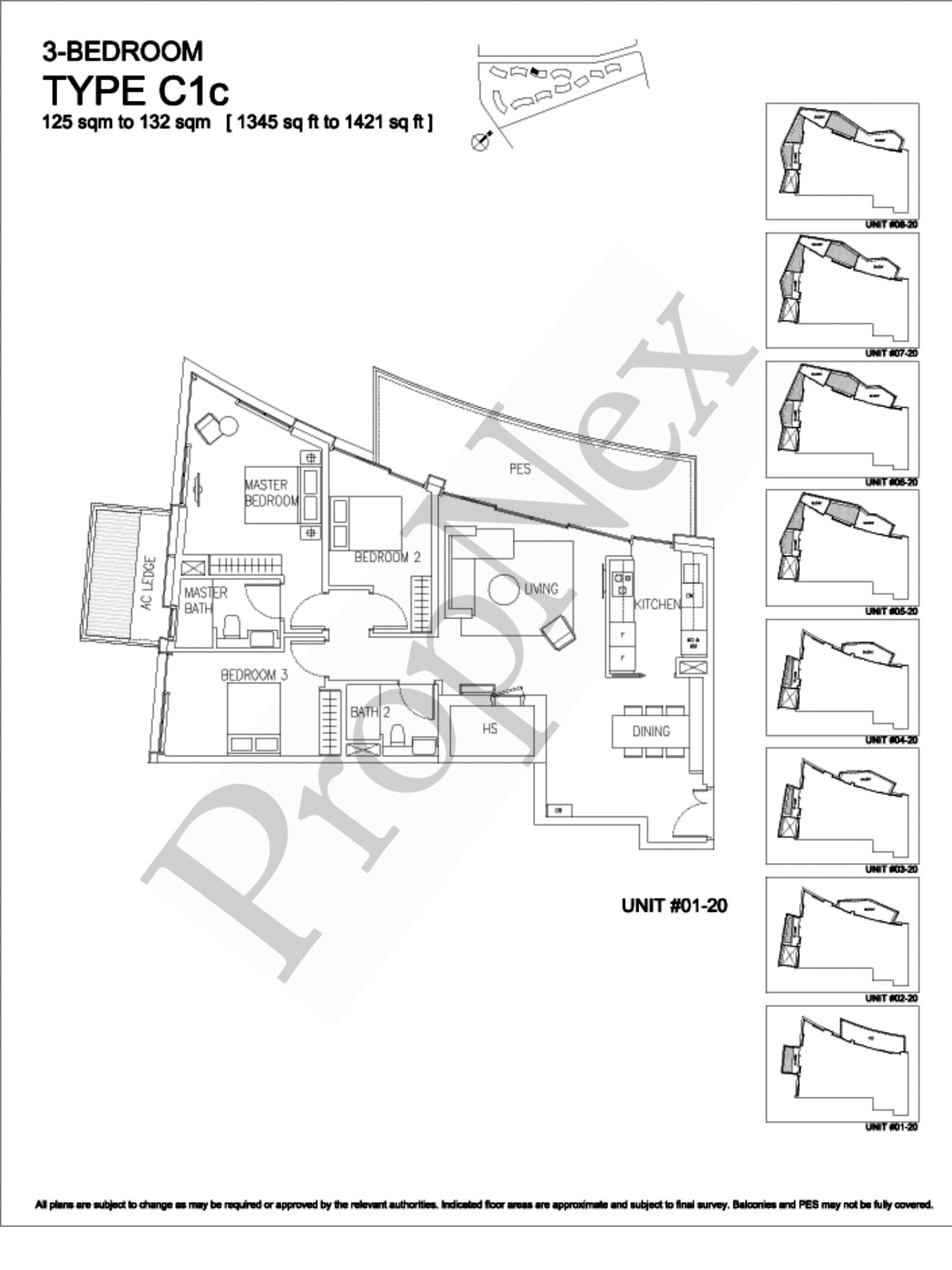 Corals at Keppel Bay – 3-BEDROOM C1c ( #02-20 )- 1345sqft