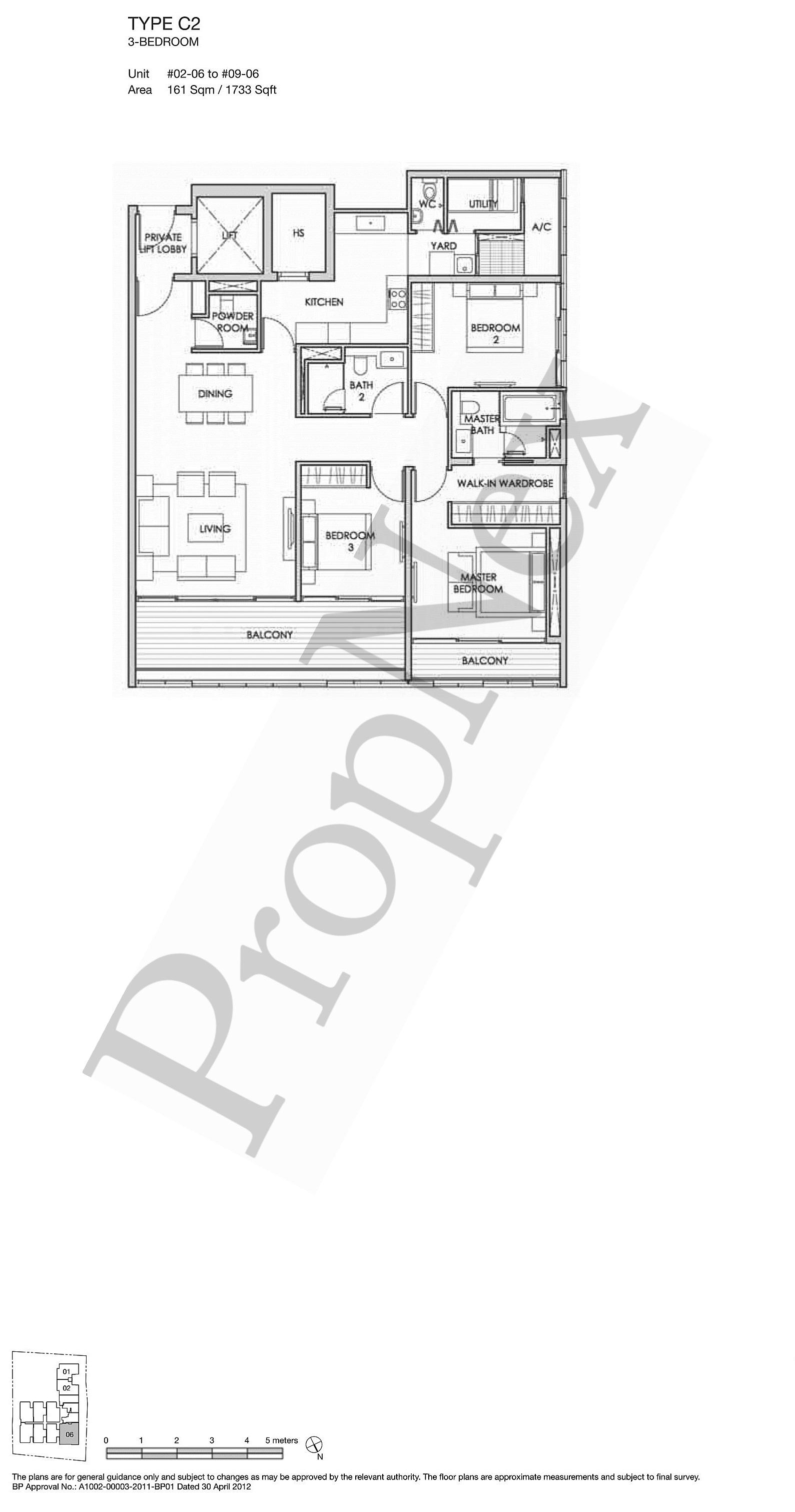 3 Bedrooms C2 floor plan