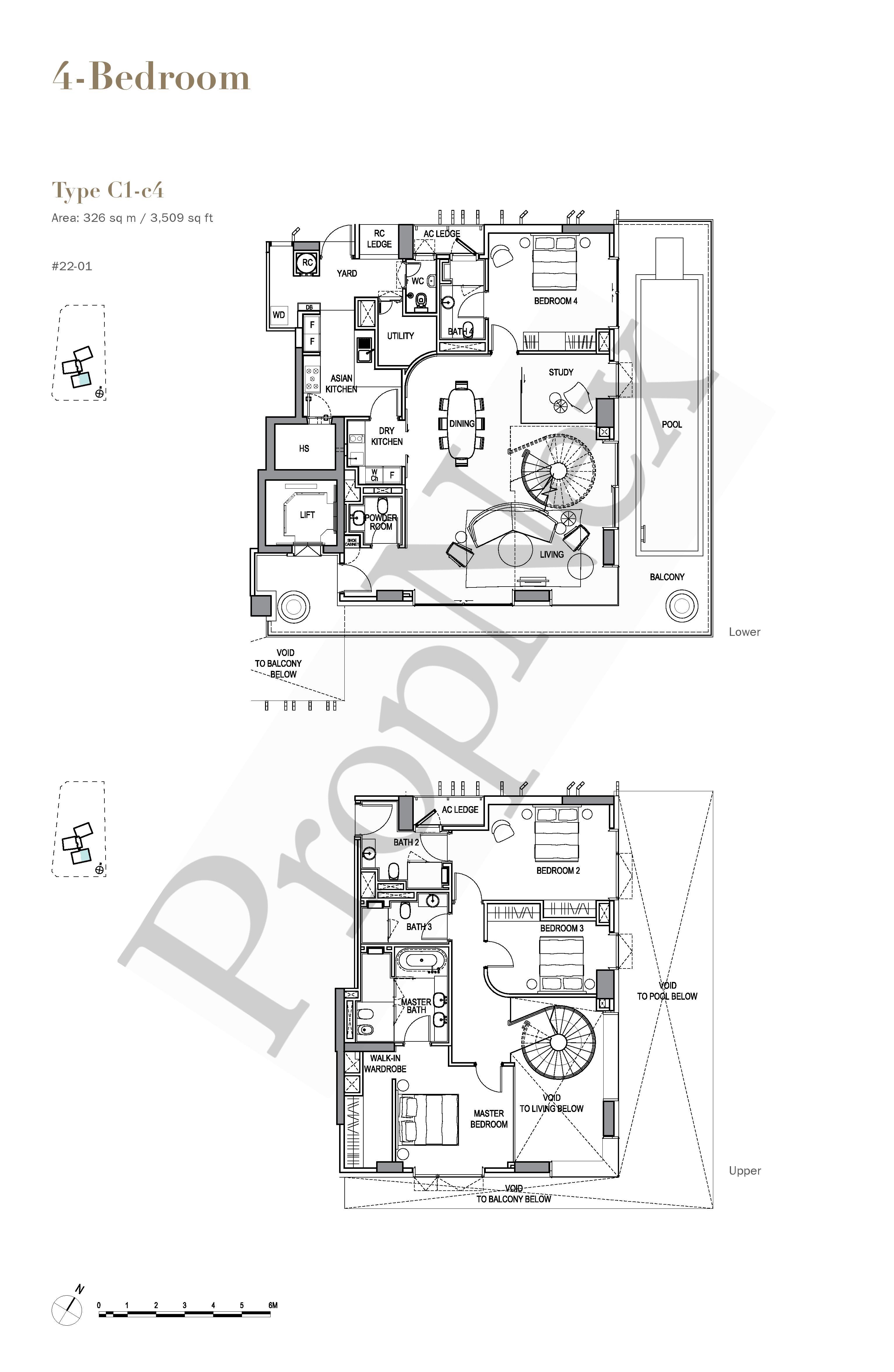 4-BEDROOM + With Study C1-c4 floor plan