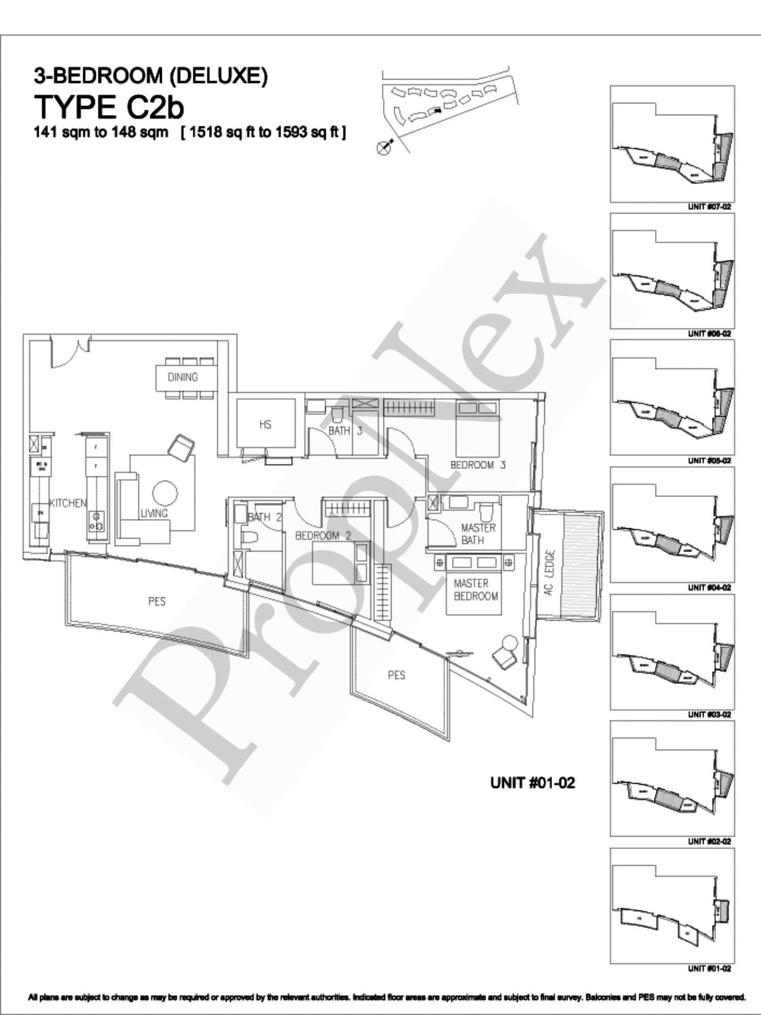 Corals at Keppel Bay – 3-BEDROOM C2b ( #01-02 ) - 1593sqft