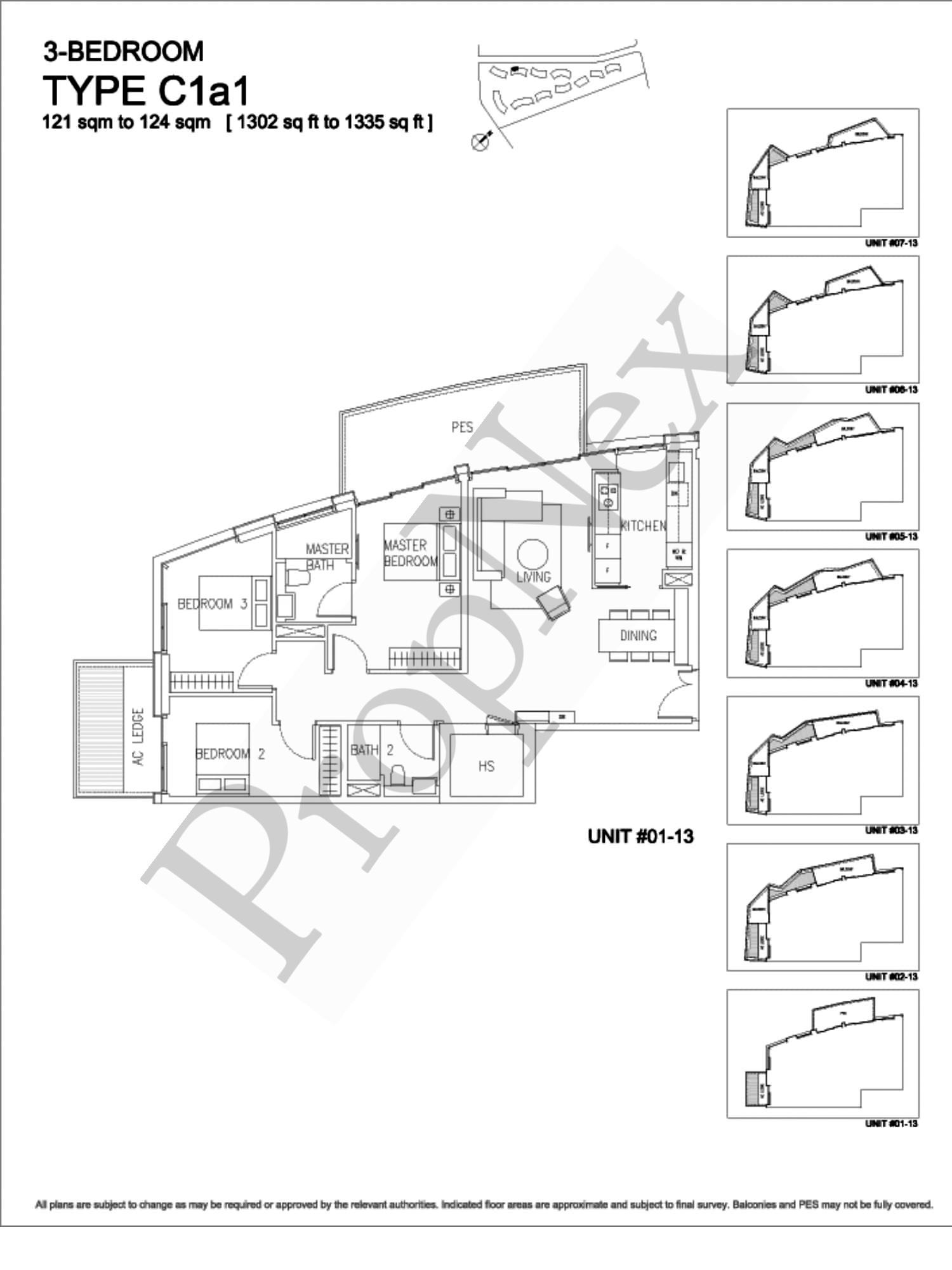Corals at Keppel Bay – 3-BEDROOM C1a1 - 1335sqft