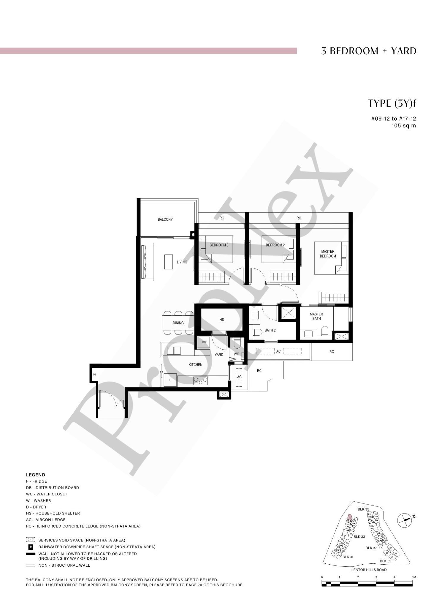 3 Bedroom + Yard (3Y)f floor plan