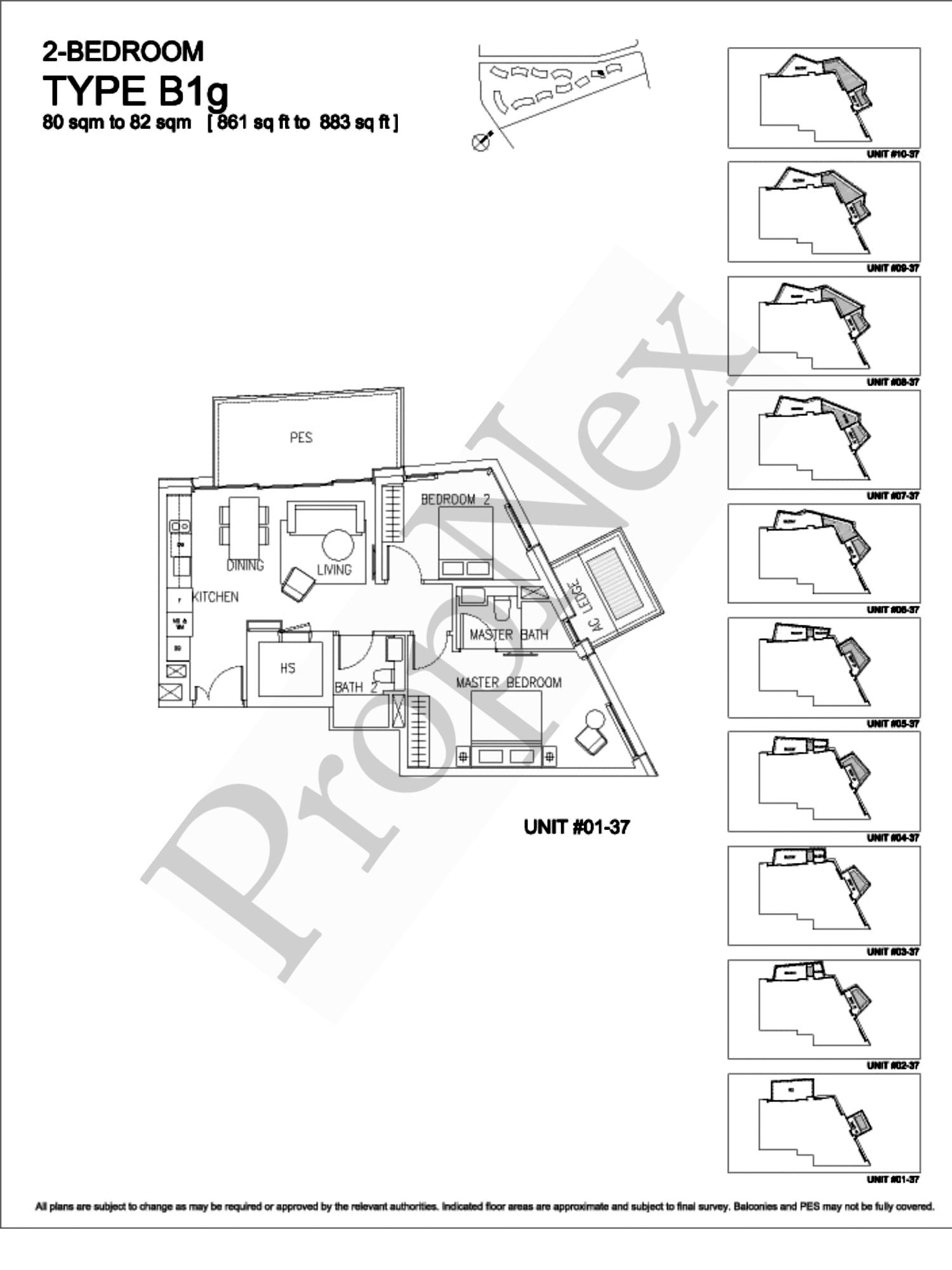 Corals at Keppel Bay – 2-BEDROOM B1g - 861sqft