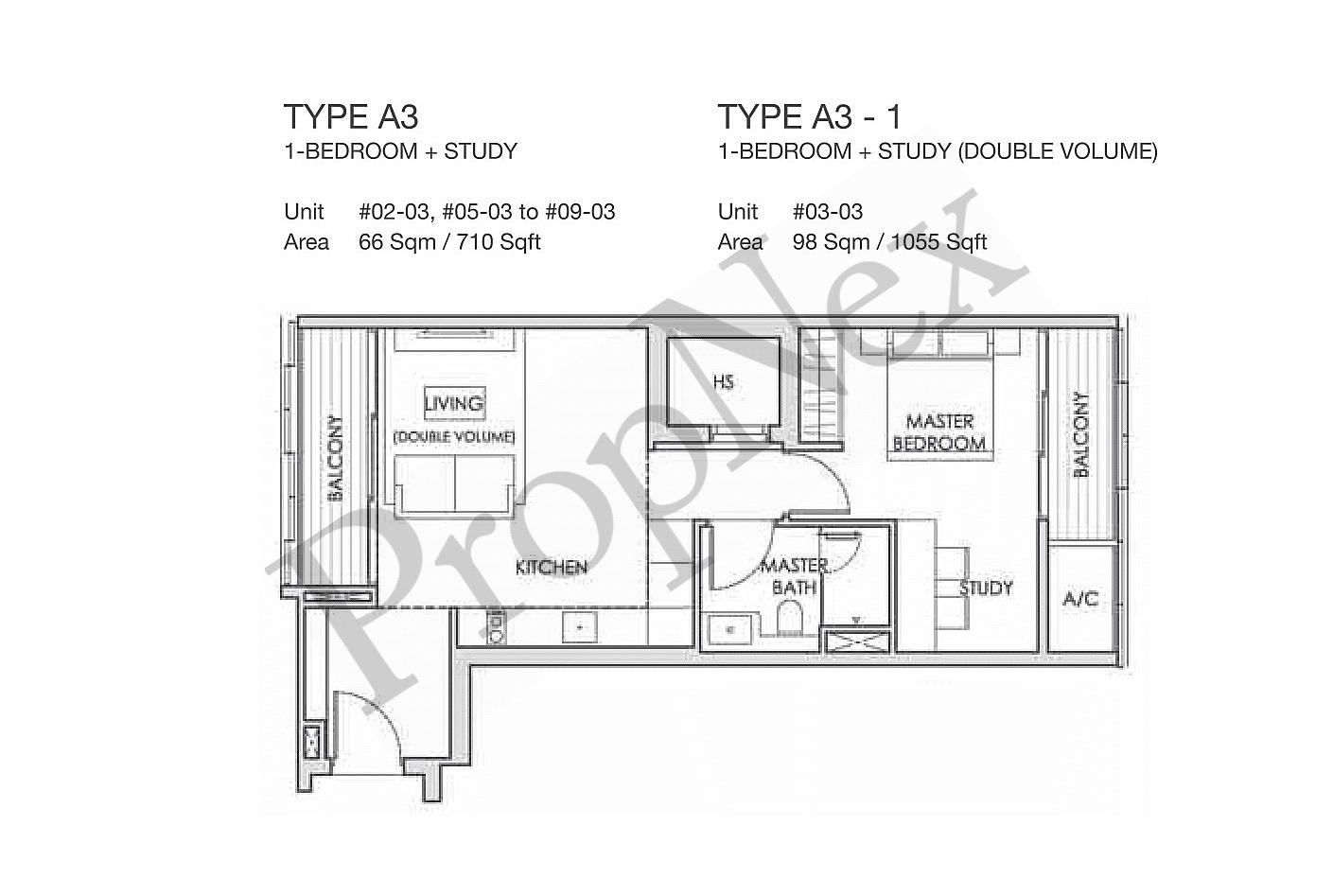 1 Bedroom + 1 A3 floor plan