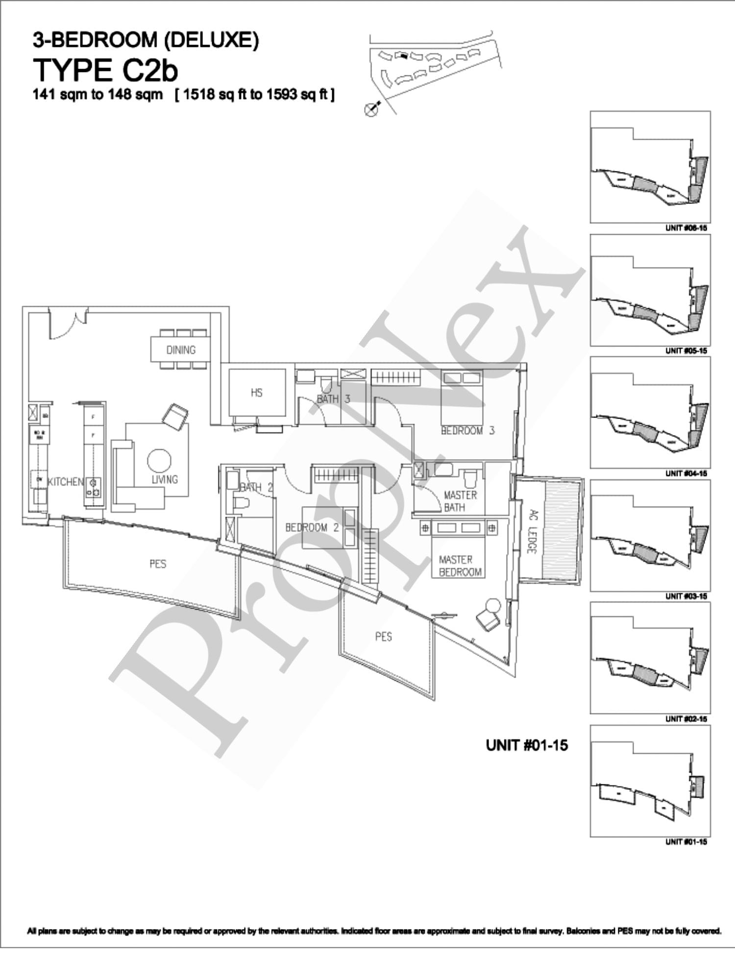 Corals at Keppel Bay – 3-BEDROOM C2b ( #02-15 ) - 1518sqft