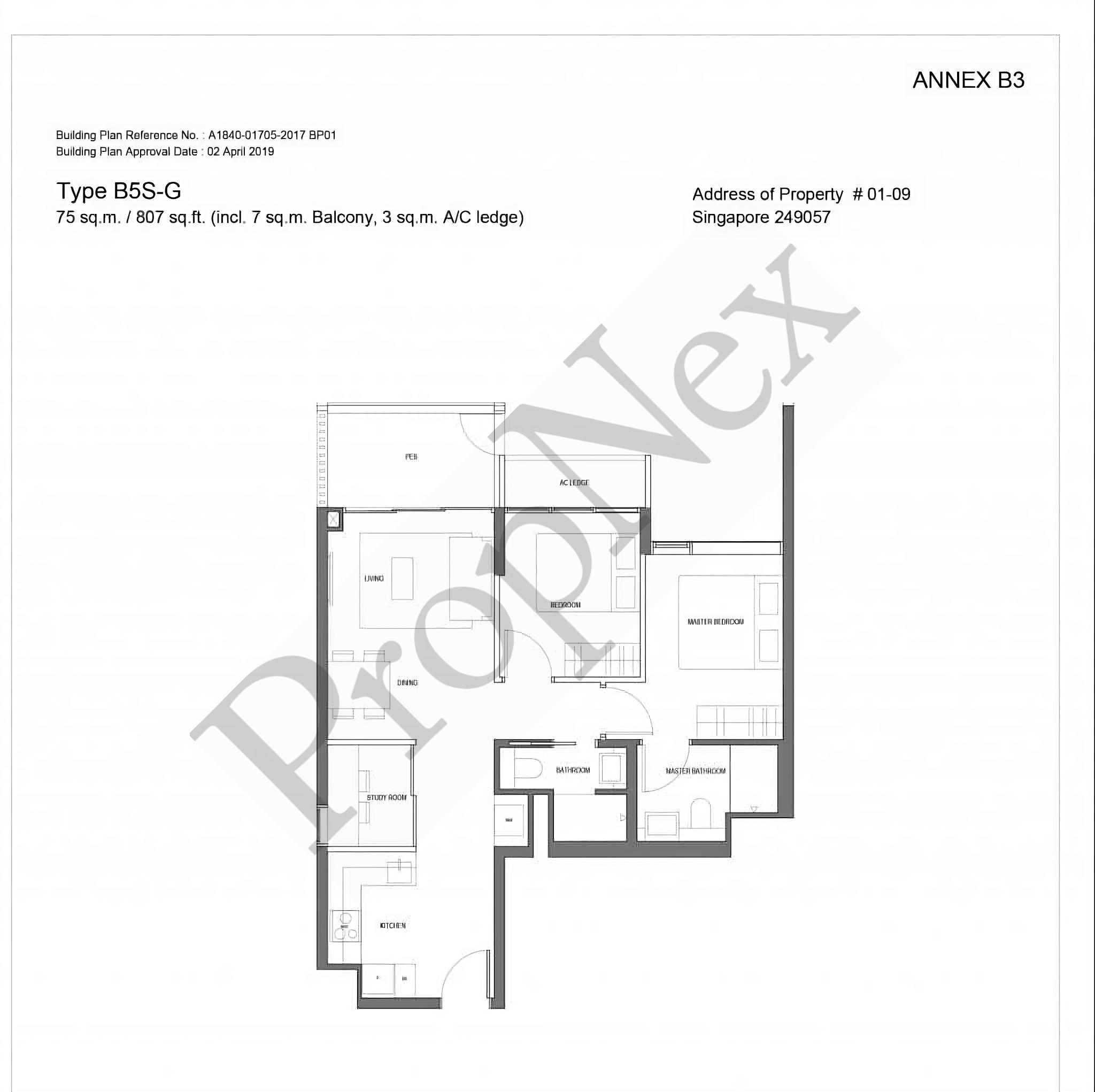 Jervois Privé – 2BR+STUDY B5S-G