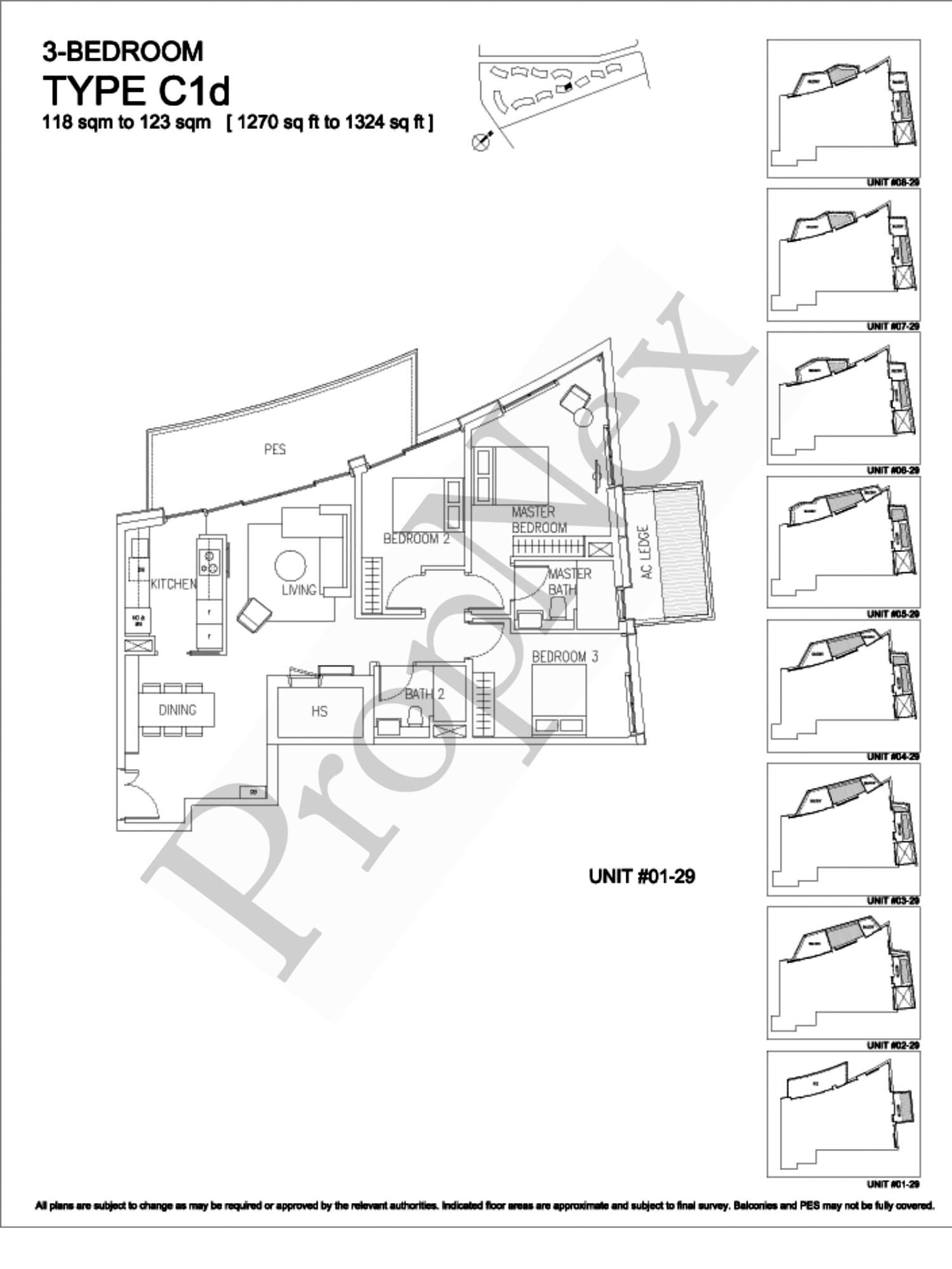 Corals at Keppel Bay – 3-BEDROOM C1d ( #01-17 )- 1324sqft