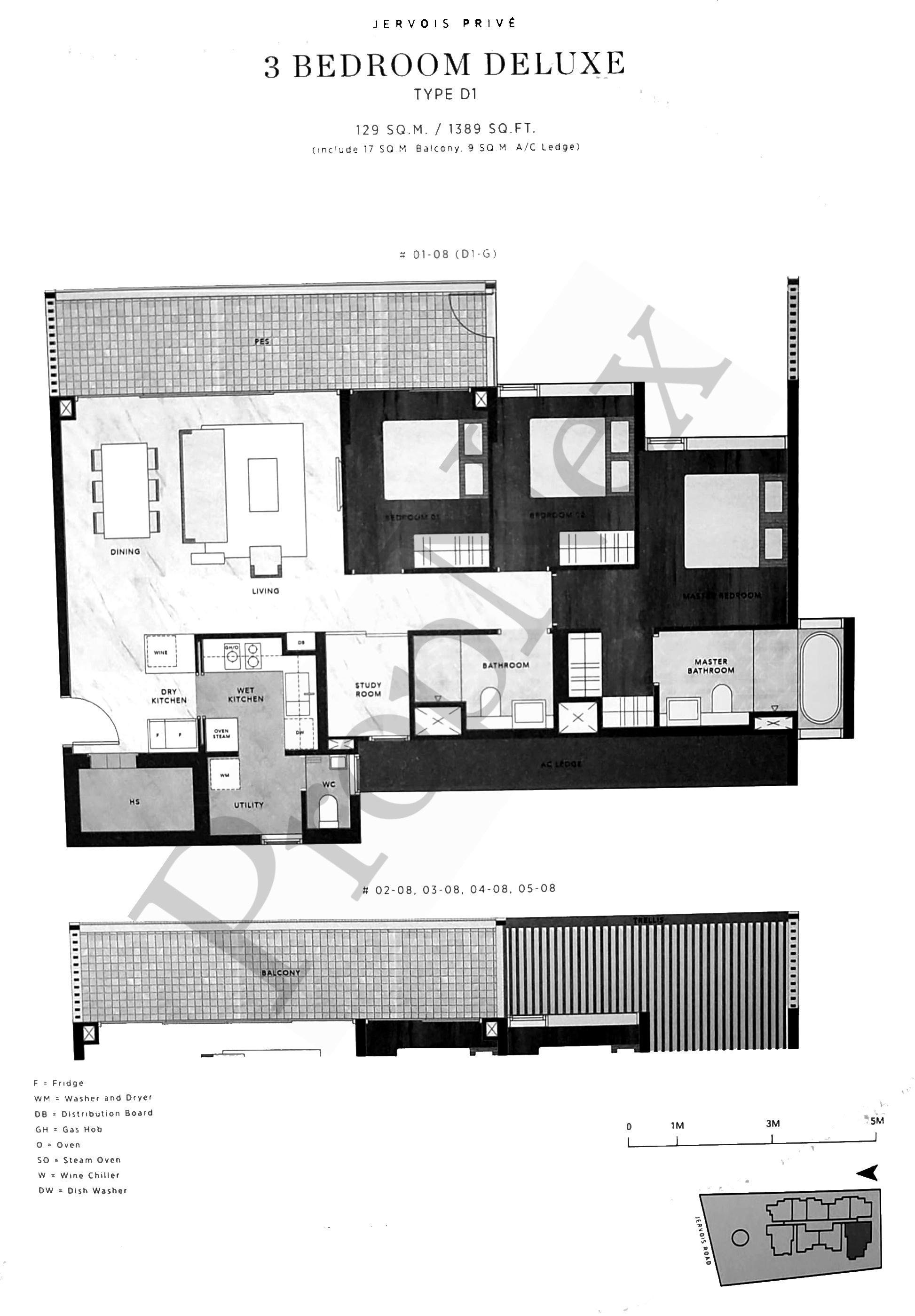 Jervois Privé – 3BR+STUDY D1