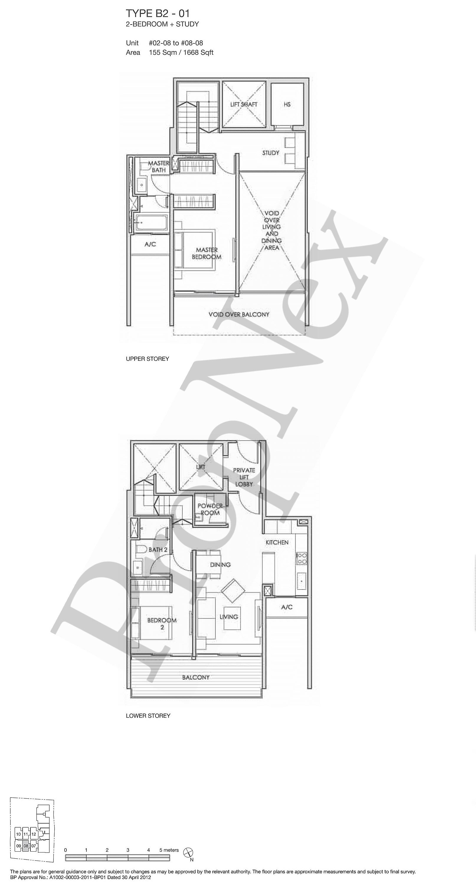 2 Bedrooms (Loft) + Study B2-01 floor plan