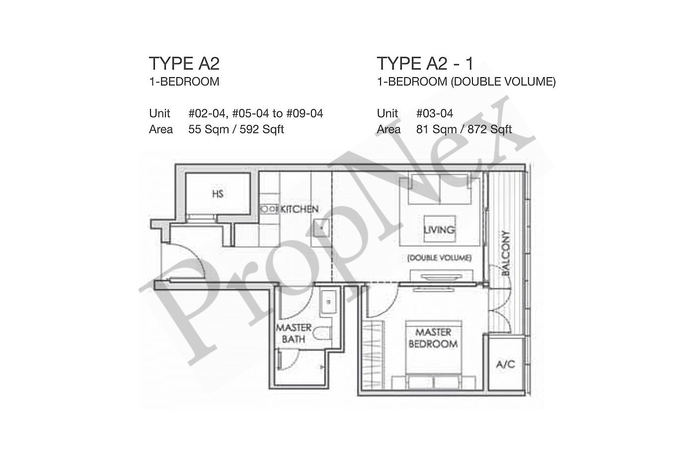 1 Bedroom (Double Volume) A2-1 floor plan