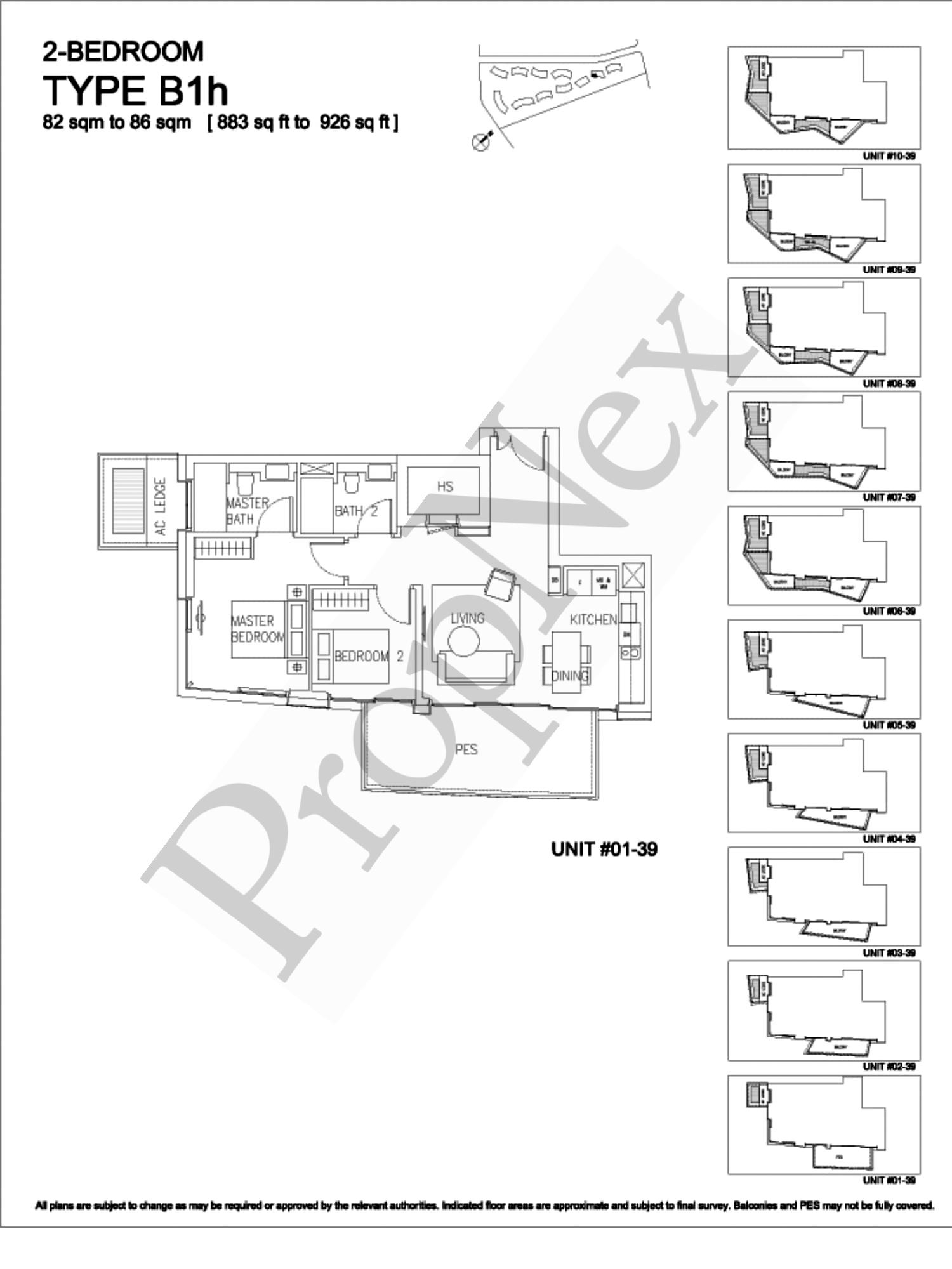 Corals at Keppel Bay – 2-BEDROOM B1h - 883sqft