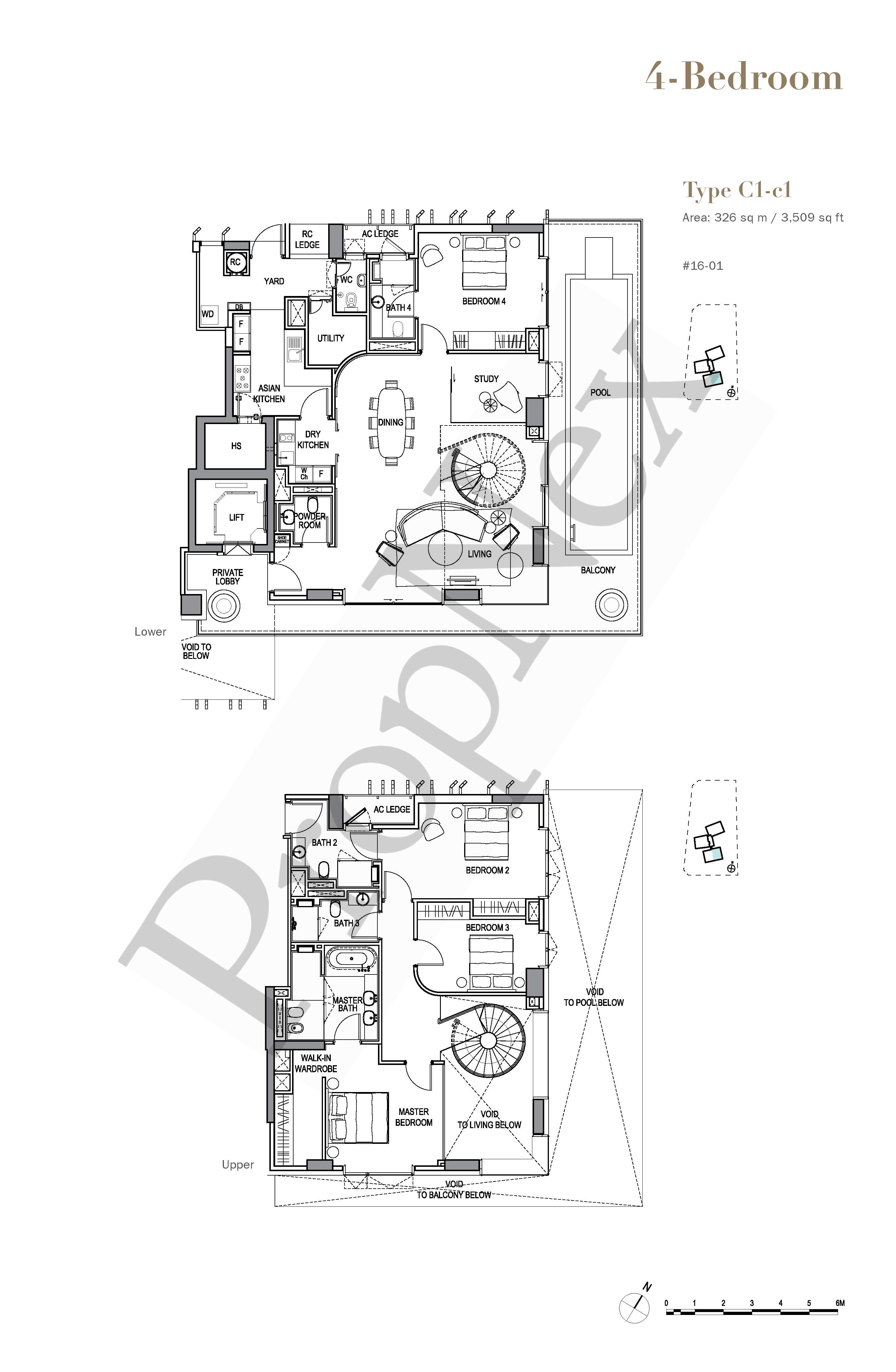4-BEDROOM + With Study C1-c1 floor plan