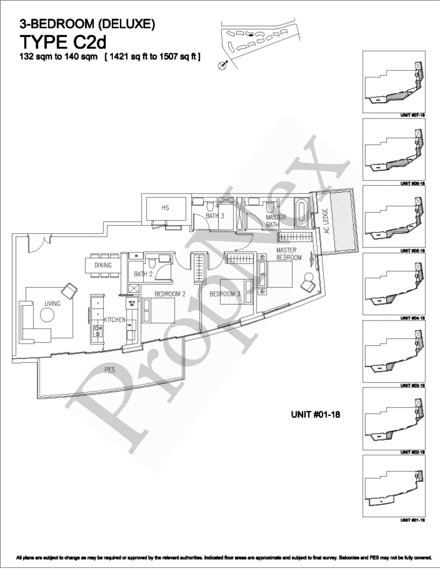 Corals at Keppel Bay – 3-BEDROOM C2d ( #02- 18 ) - 1421sqft